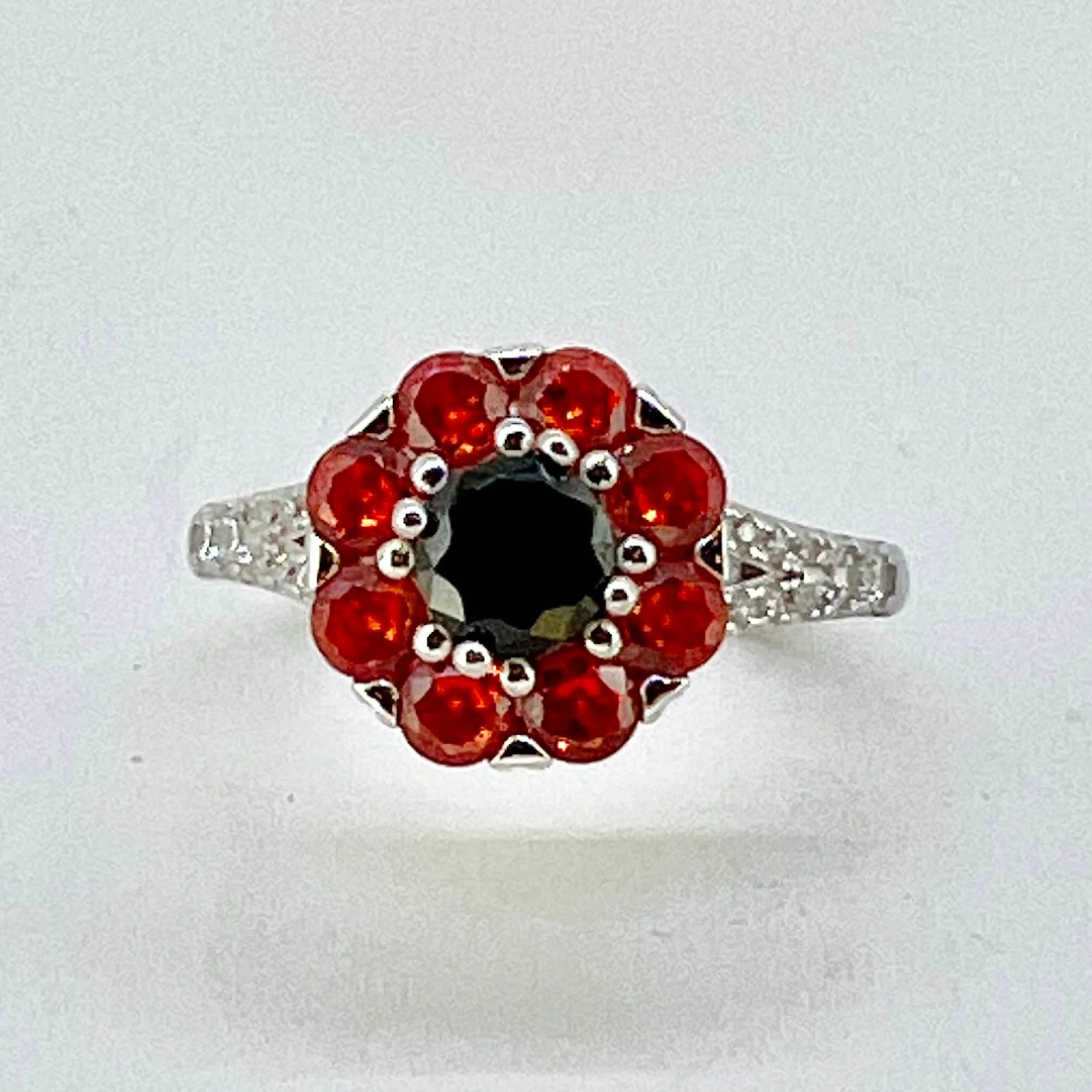 Orange and Black CZ Cluster Ring