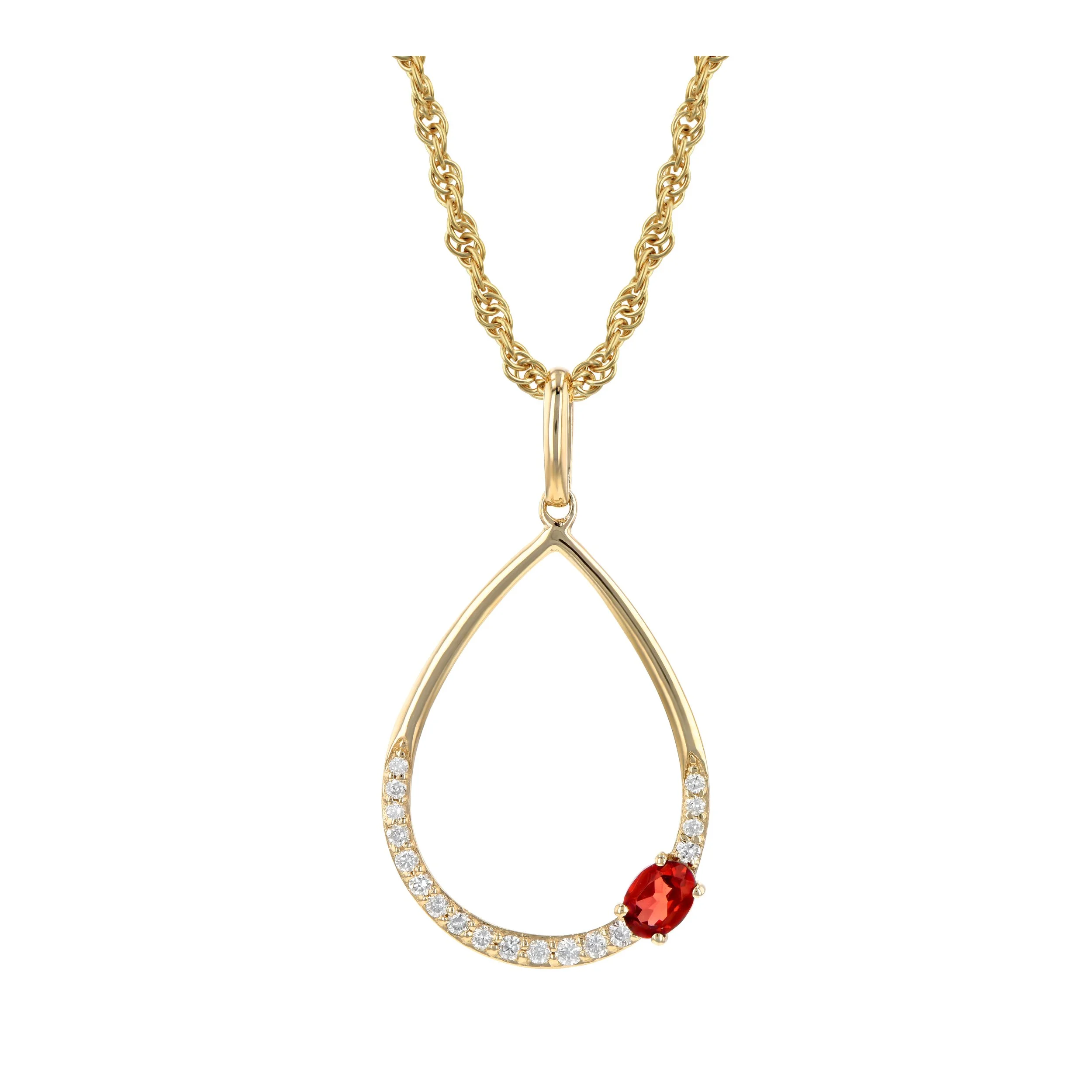Garnet and Diamond Open Teardrop Pendant