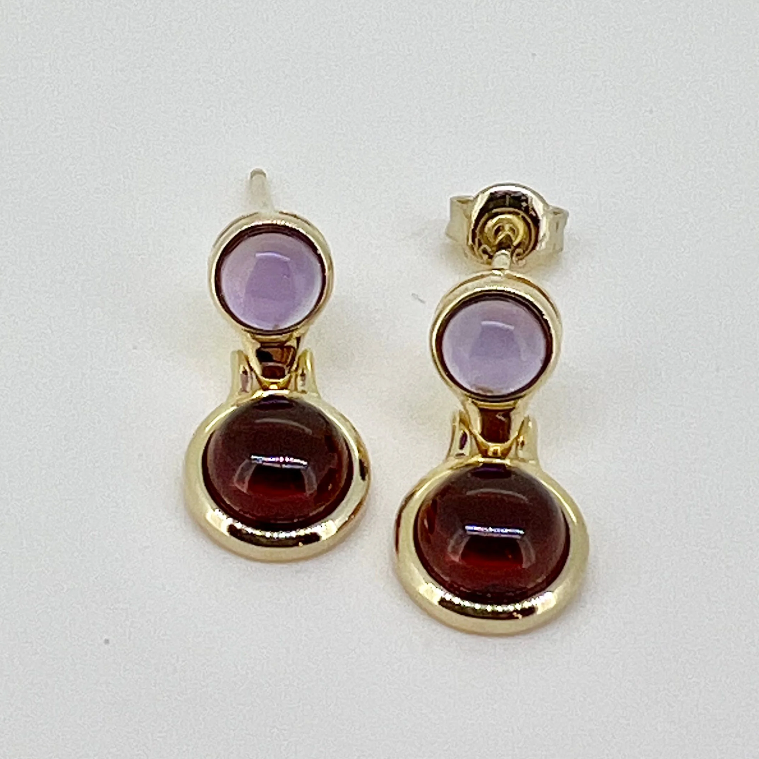Amethyst and Garnet Dangle Earrings