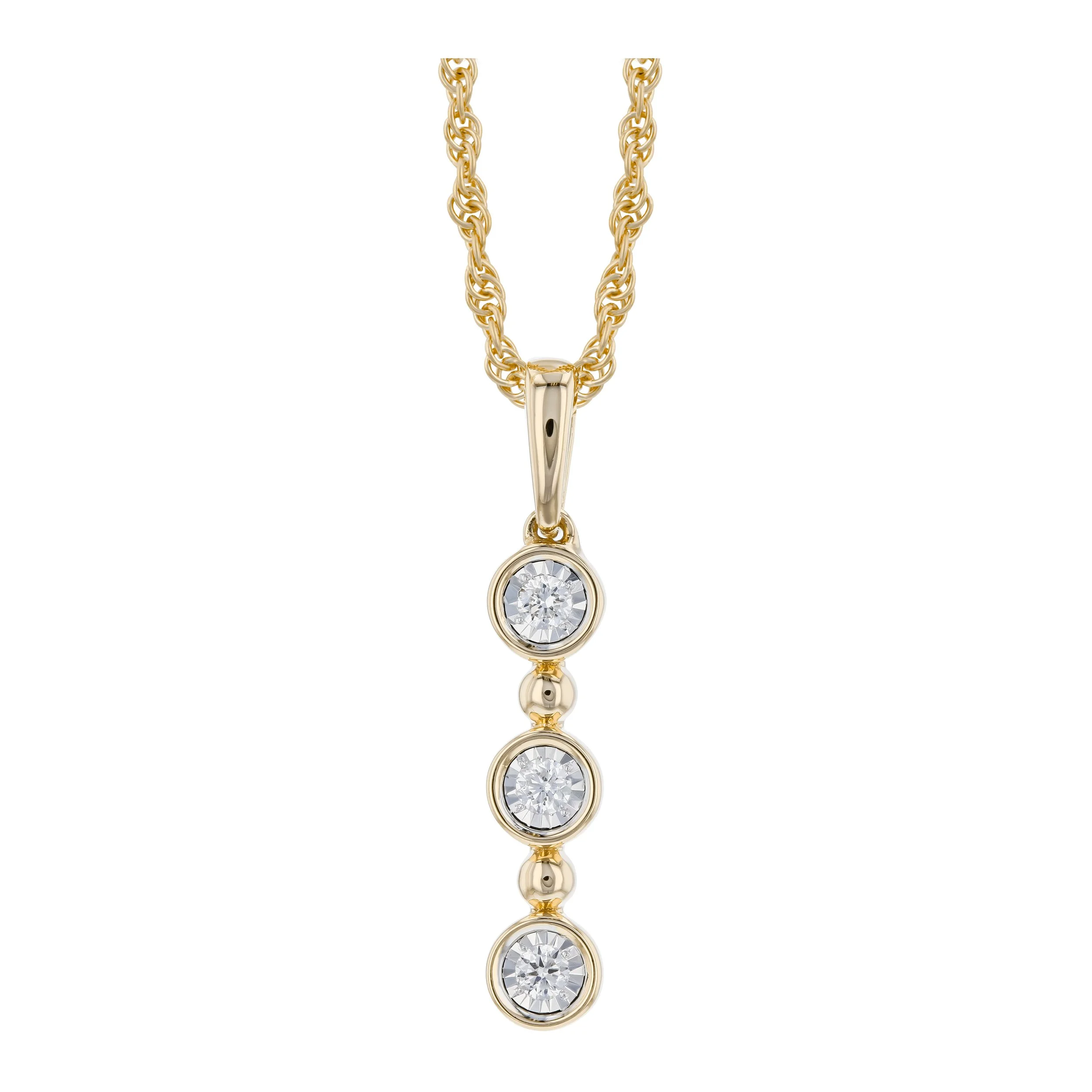 Three Diamond Dangle Pendant
