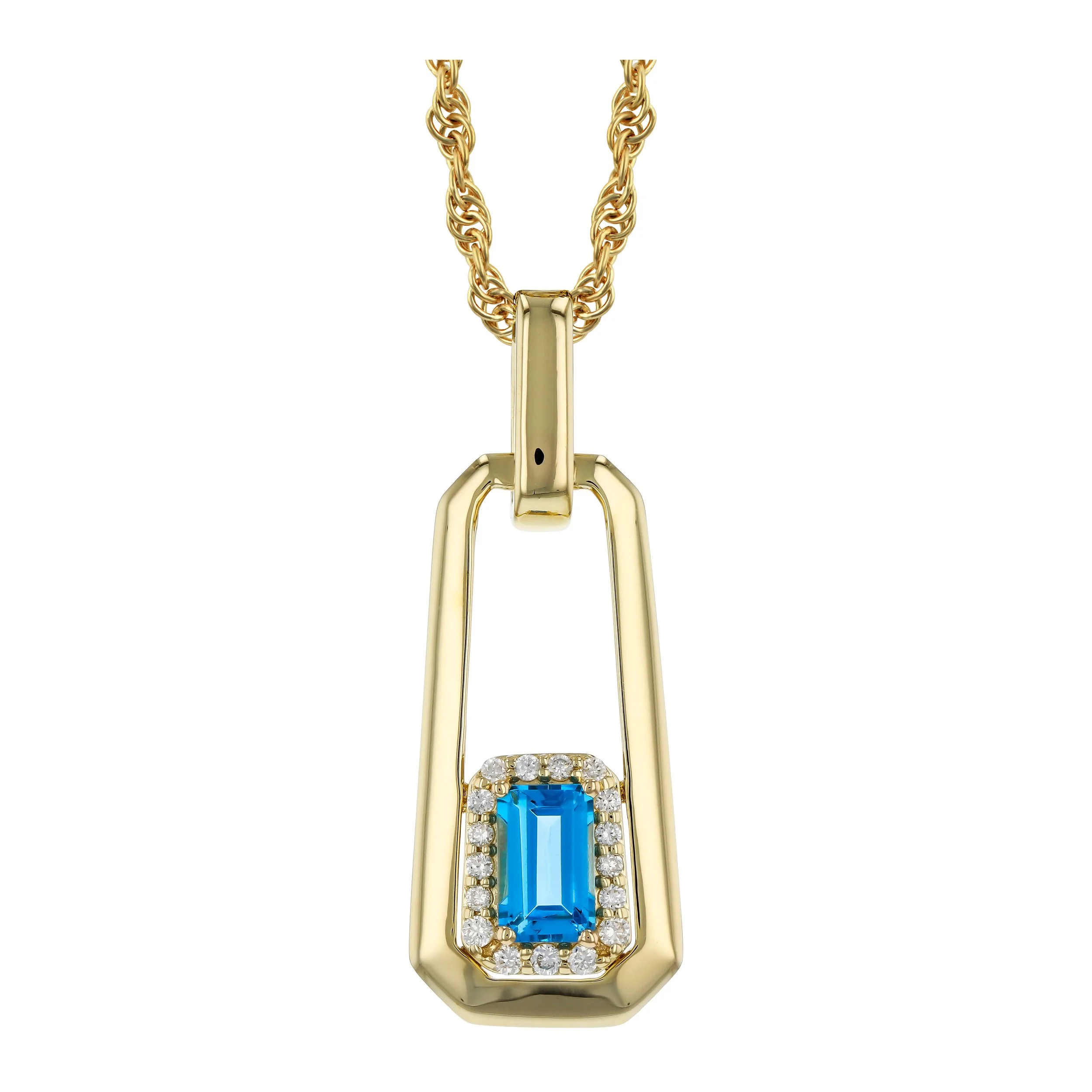 Blue Topaz and Diamond Dangle Pendant