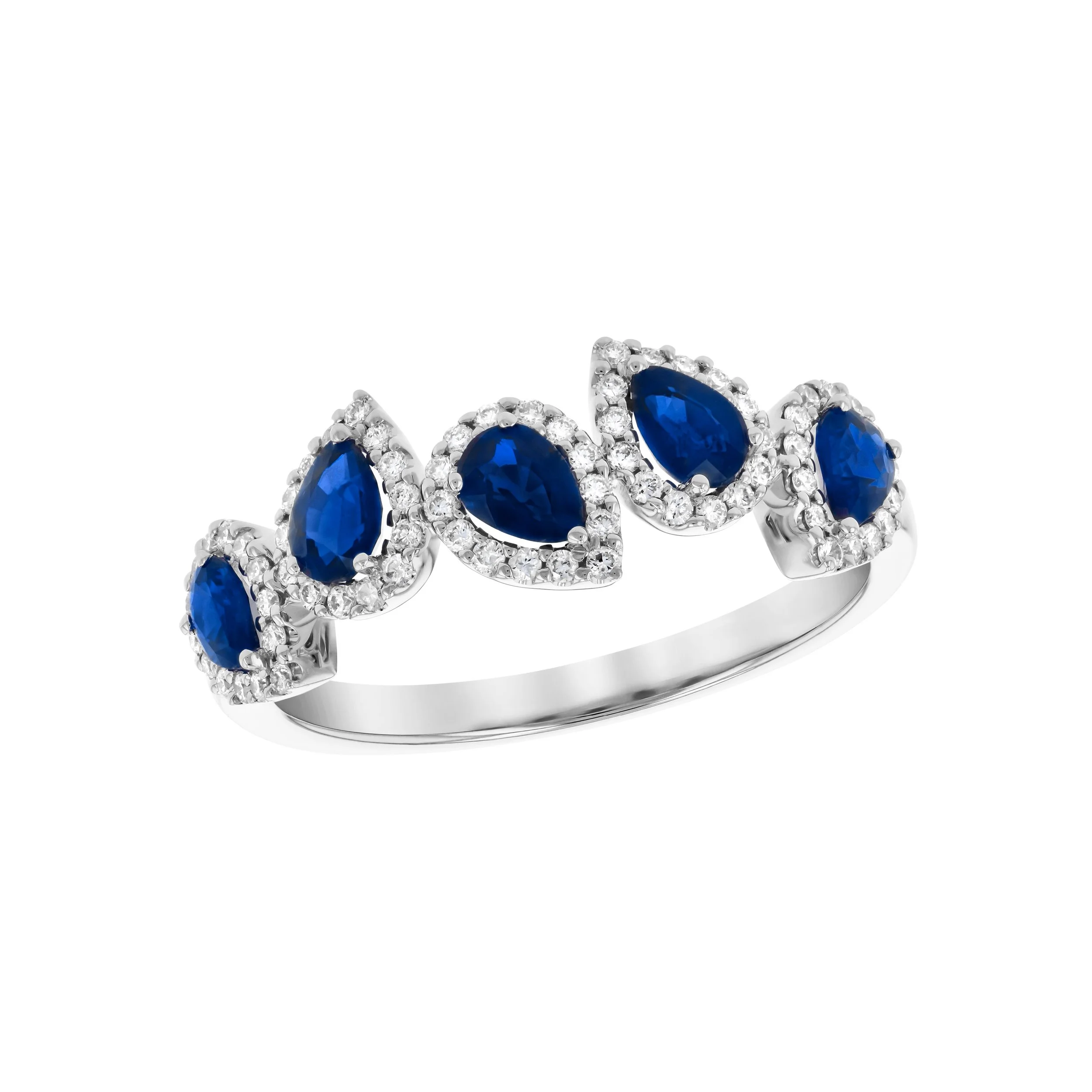 Sapphire and Diamond Asymmetrical Ring