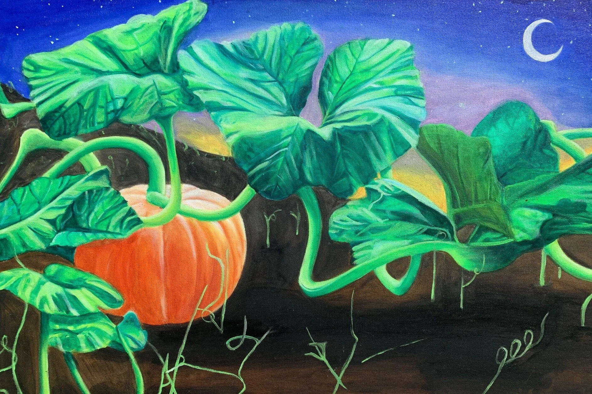 MauraBennett_PumpkinatTwilight_OilonCanvas_24”x36”_$400.jpeg
