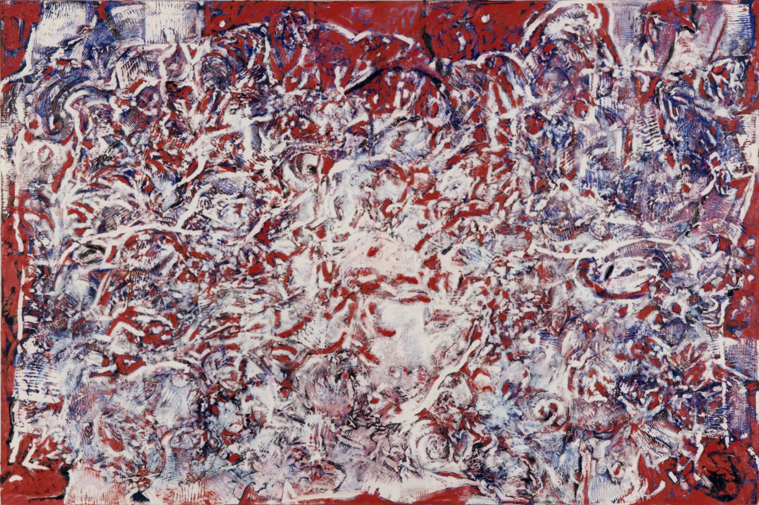 Unravelled, 60” x 84”, oil and fabric collage on canvas