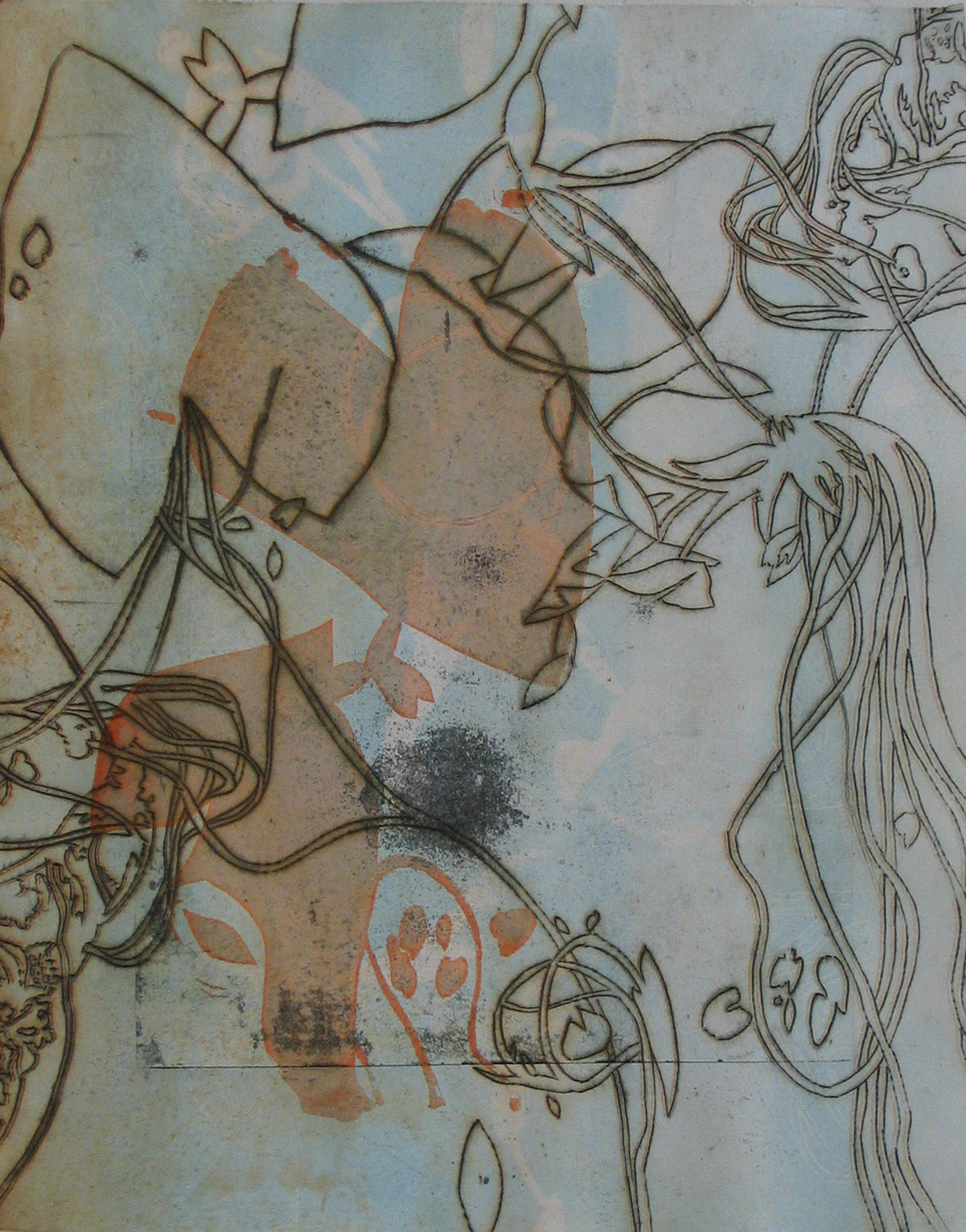 Frog Chorus, photo-litho and painting