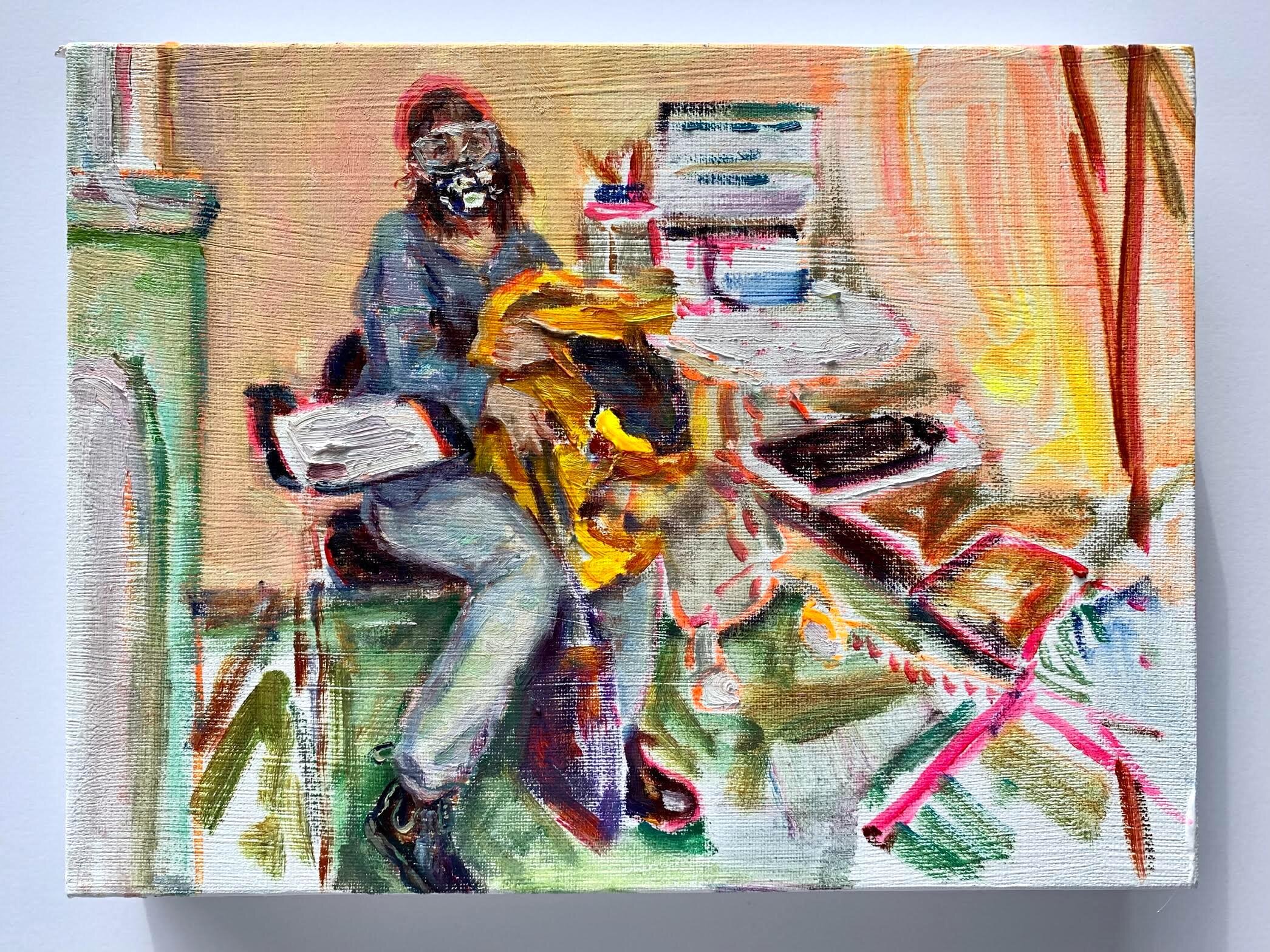  Waiting for the Vaccine, 2021  oil on canvas  9 x 12 inches 