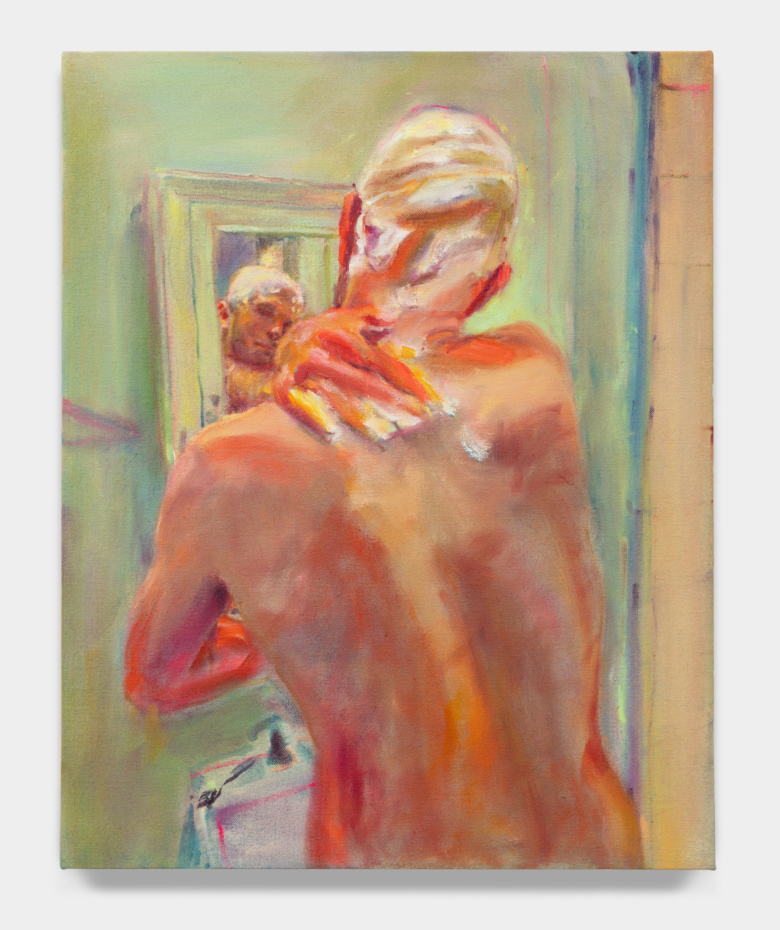  Shaving, 2023  Oil on canvas  20 x 16 inches 