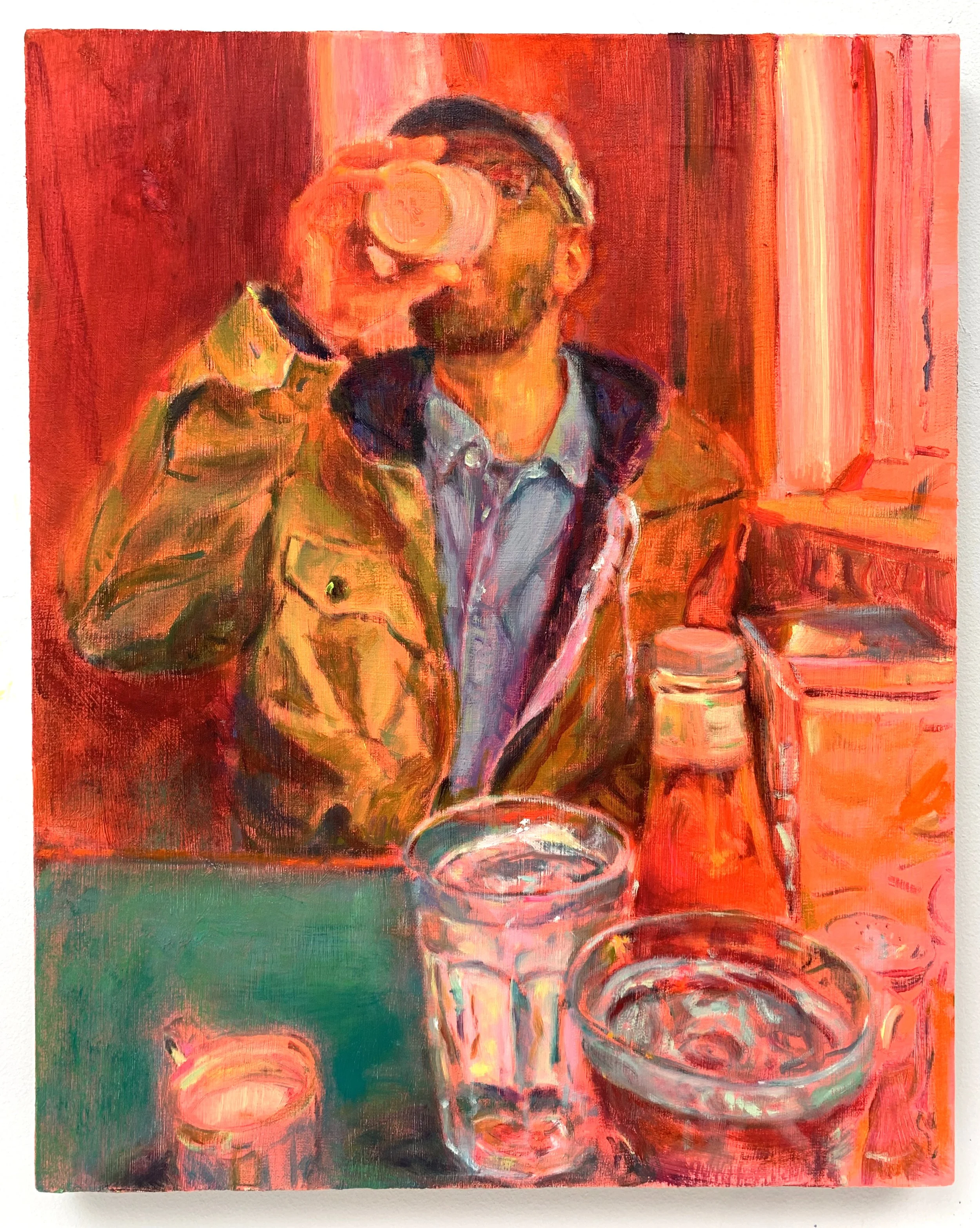 Greenpoint Diner Date , 2023 Oil on linen 20 × 16 inches
