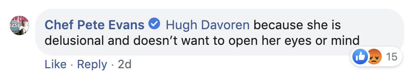 3D. Pete Evans' derogatory assessment of dentist Rachel Goodrich's professional capabilities in response to comments made in Fig. 3C