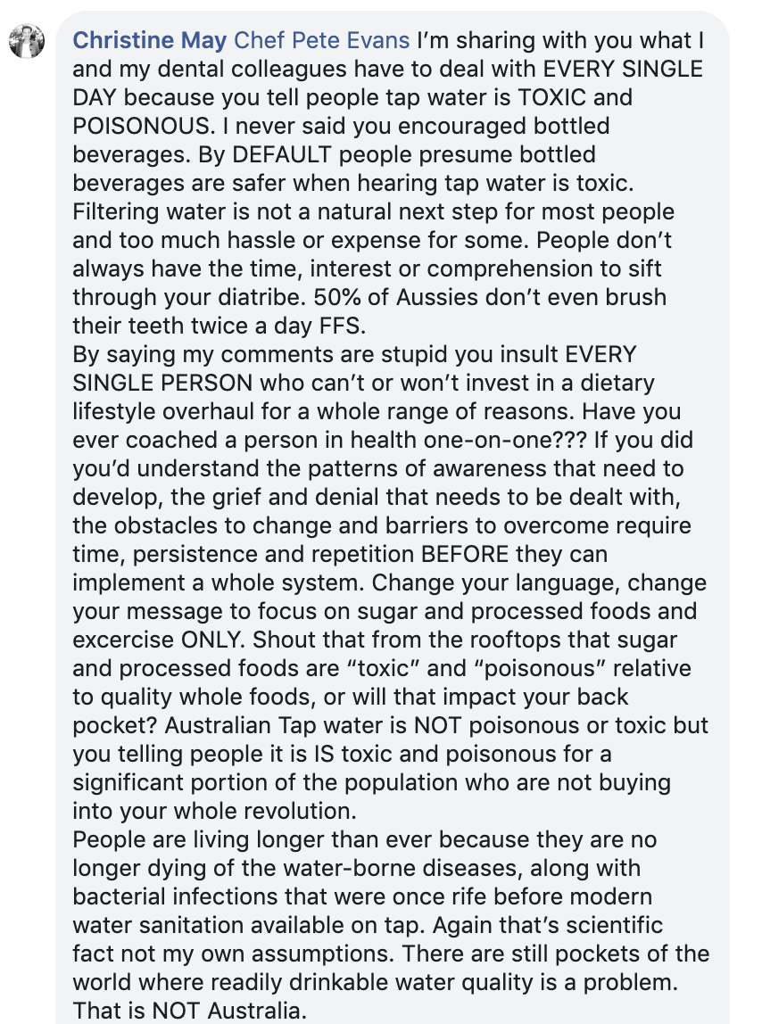 5A. Christine May response to Pete Evans comment 4B. Part 1/2