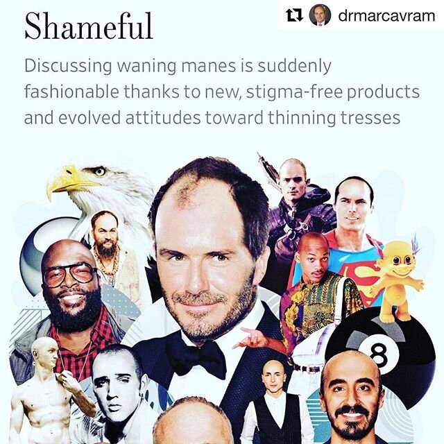 Nothing to be ashamed about!  Hair loss is a common condition. The more we share our experiences the more people are aware of their options.
.
.
.
#Repost @drmarcavram
・・・
Happy to contribute to this article in today&rsquo;s wall st journal on hair l