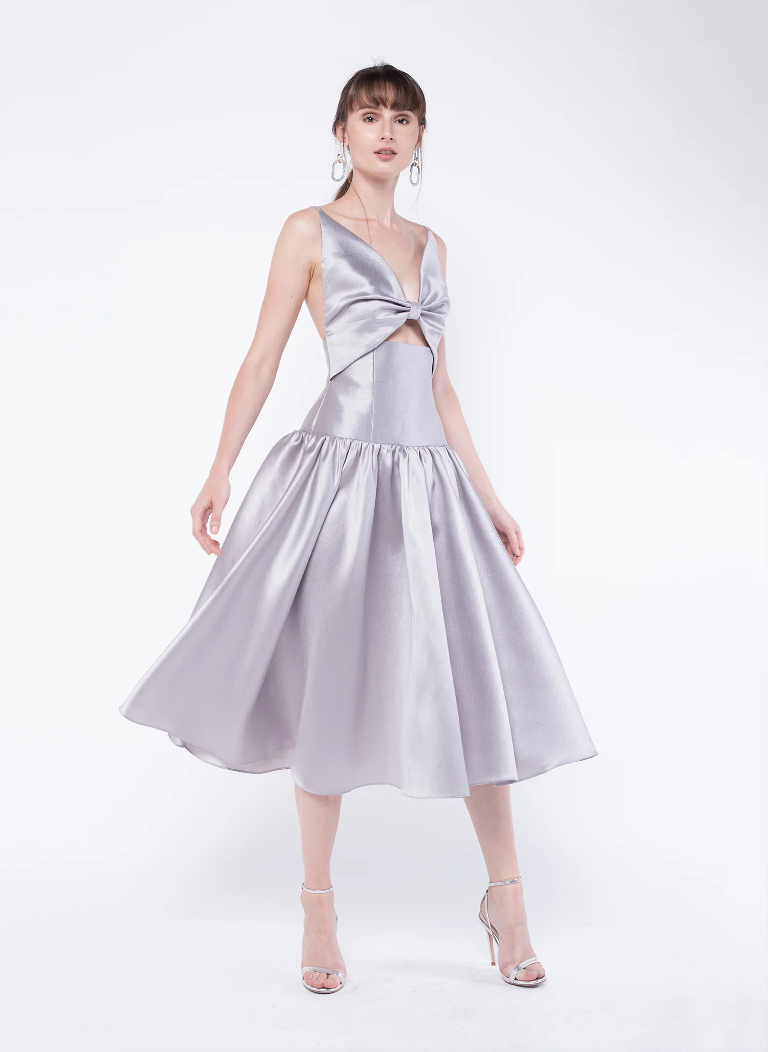 Rania Bow Dress Silver Front 1.jpg