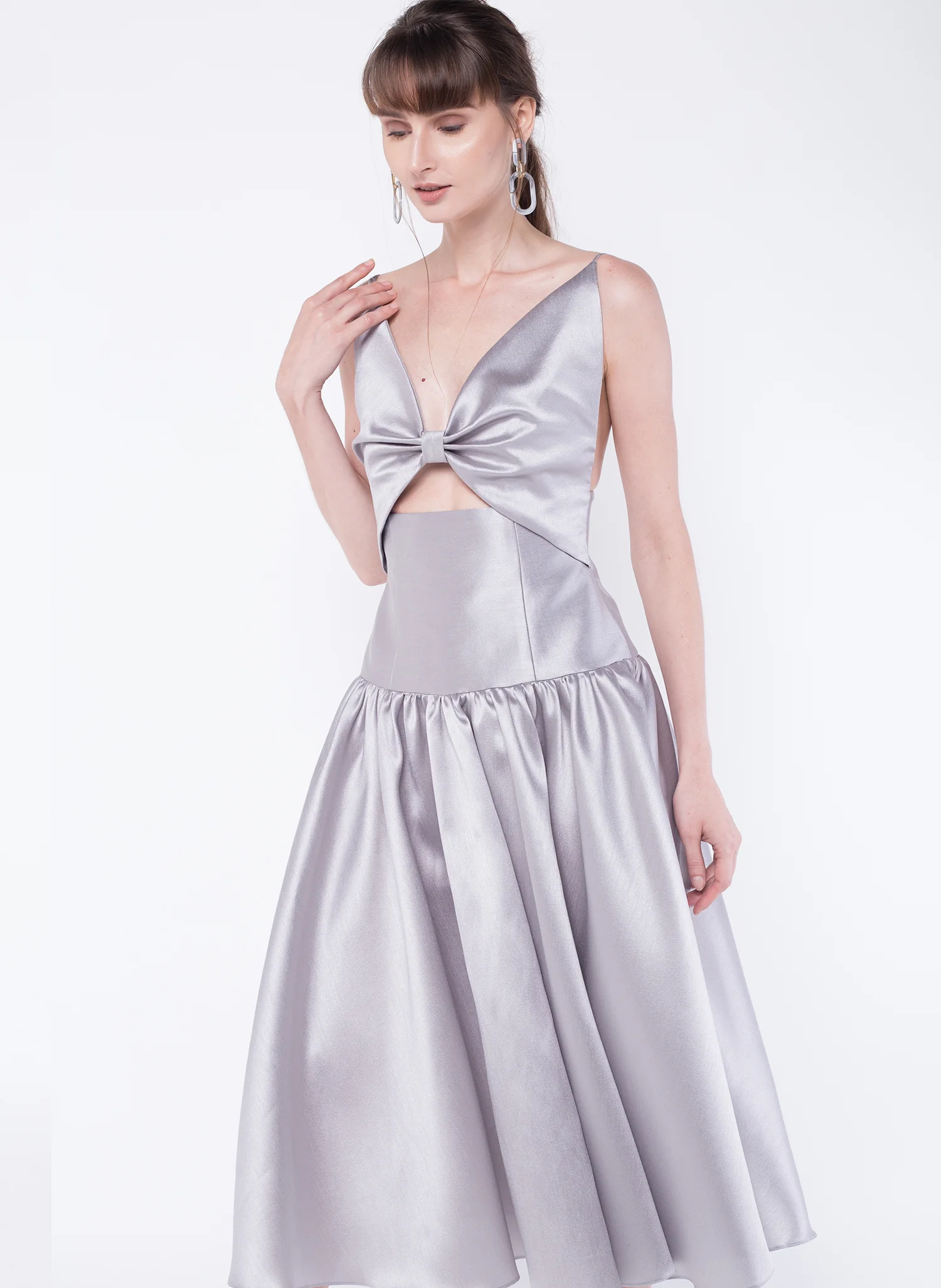 Rania Bow Dress Silver Front 3.jpg