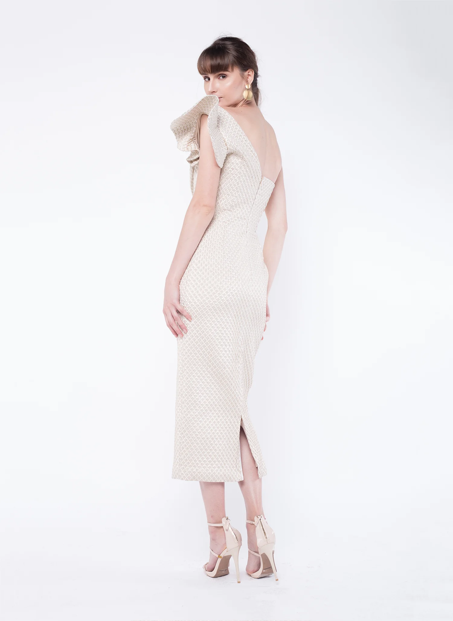 Jamila Brocade Dress Beige 3.jpg