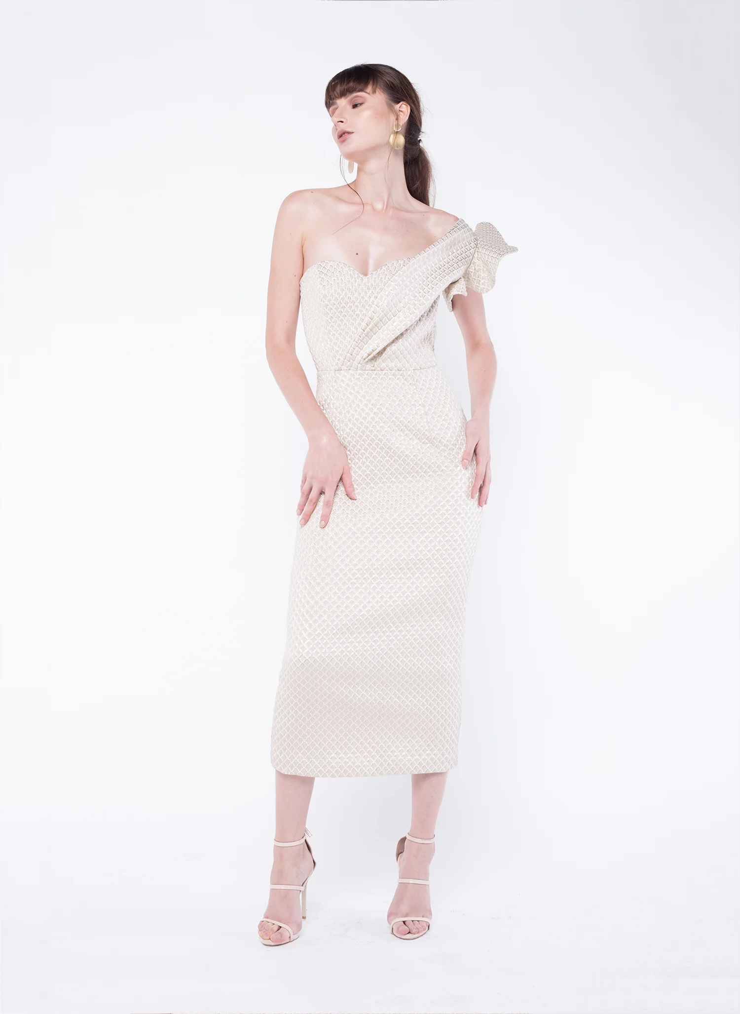 Jamila Brocade Dress Beige.jpg