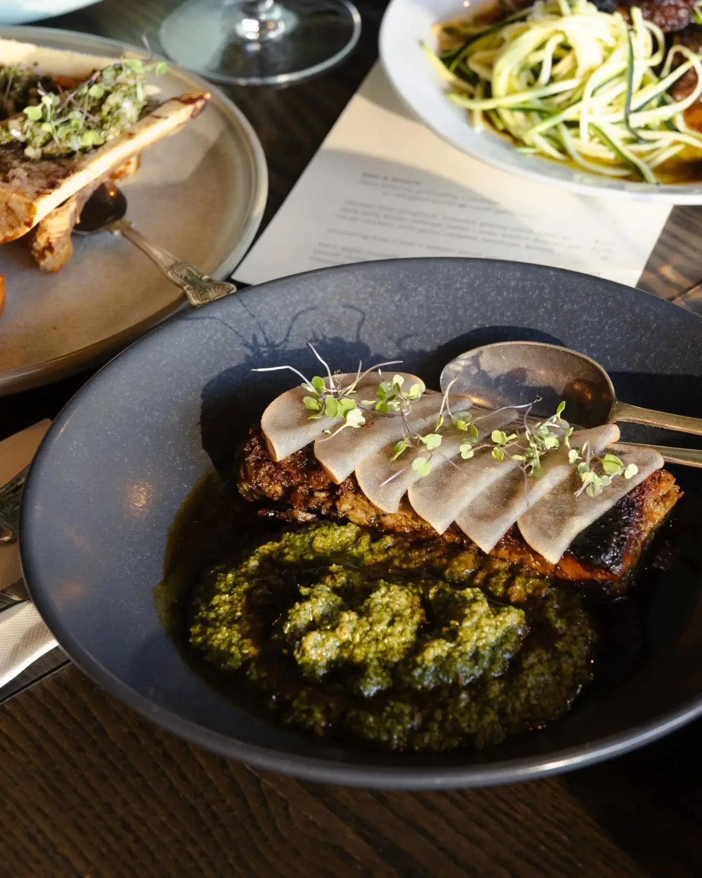 pressed lamb shoulder
pickled pear
green harissa
lamb jus
and love. and mahi.
x