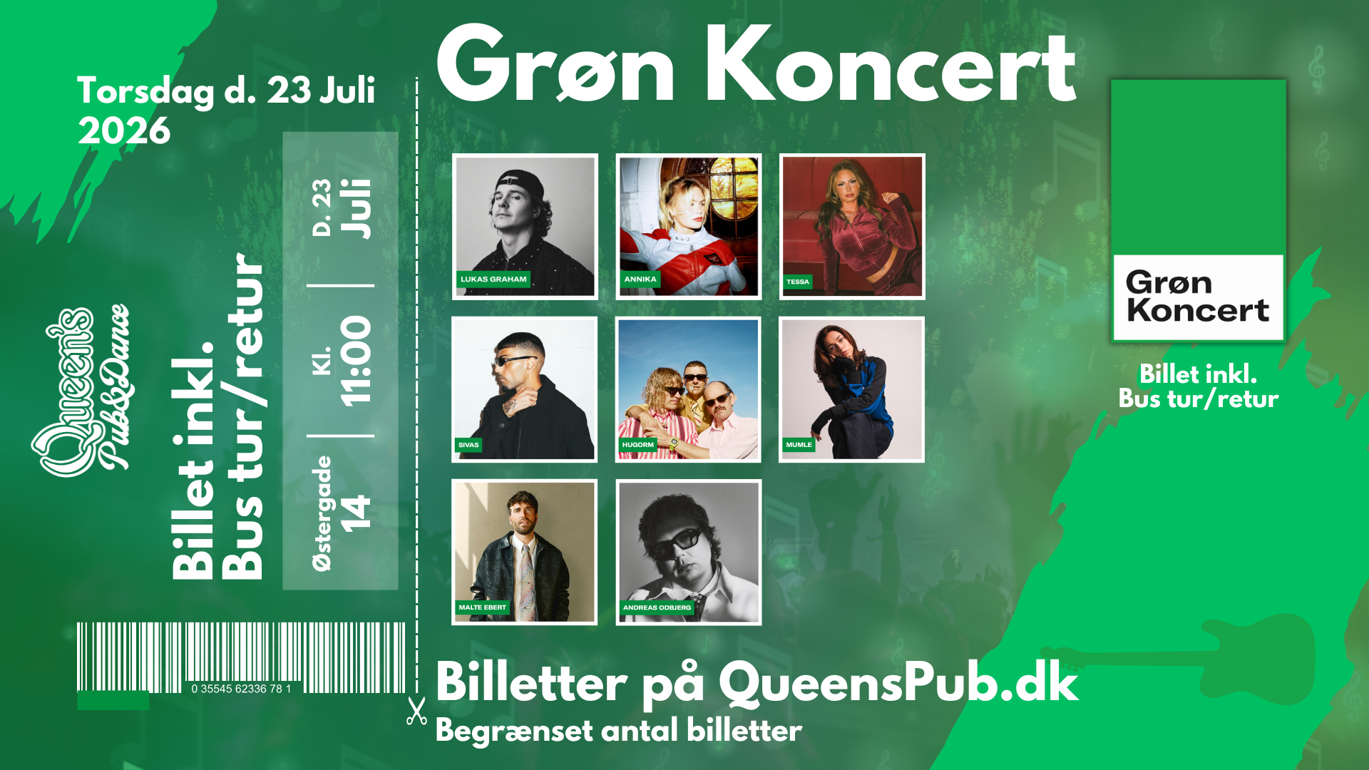 Grøn Koncert 2026 - Tur/retur inkl. afterparty