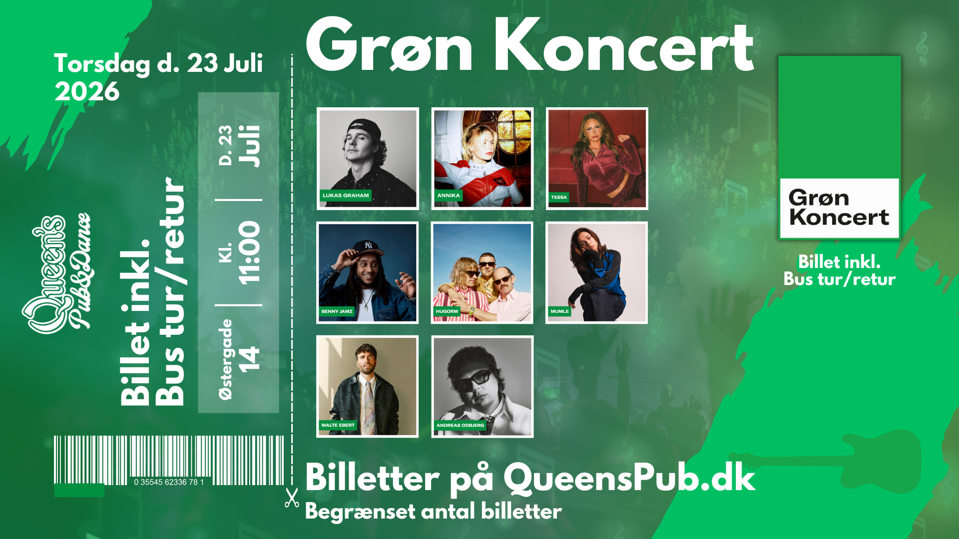 Grøn Koncert 2026 - Tur/retur inkl. afterparty