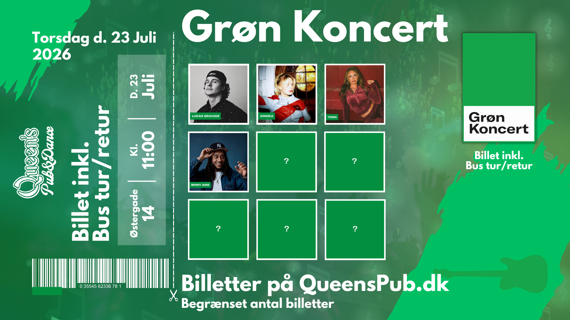 Grøn Koncert 2026 - Tur/retur inkl. afterparty