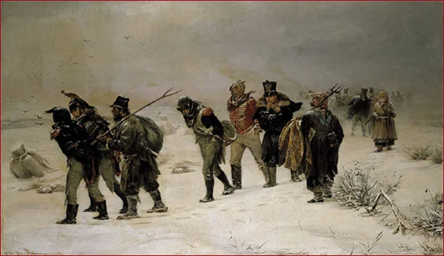 En 1812 Artiste: Illarion Prianichnikov Prisonniers français; près de 200 000 soldats de la Grande Armée furent faits prisonniers en Russie