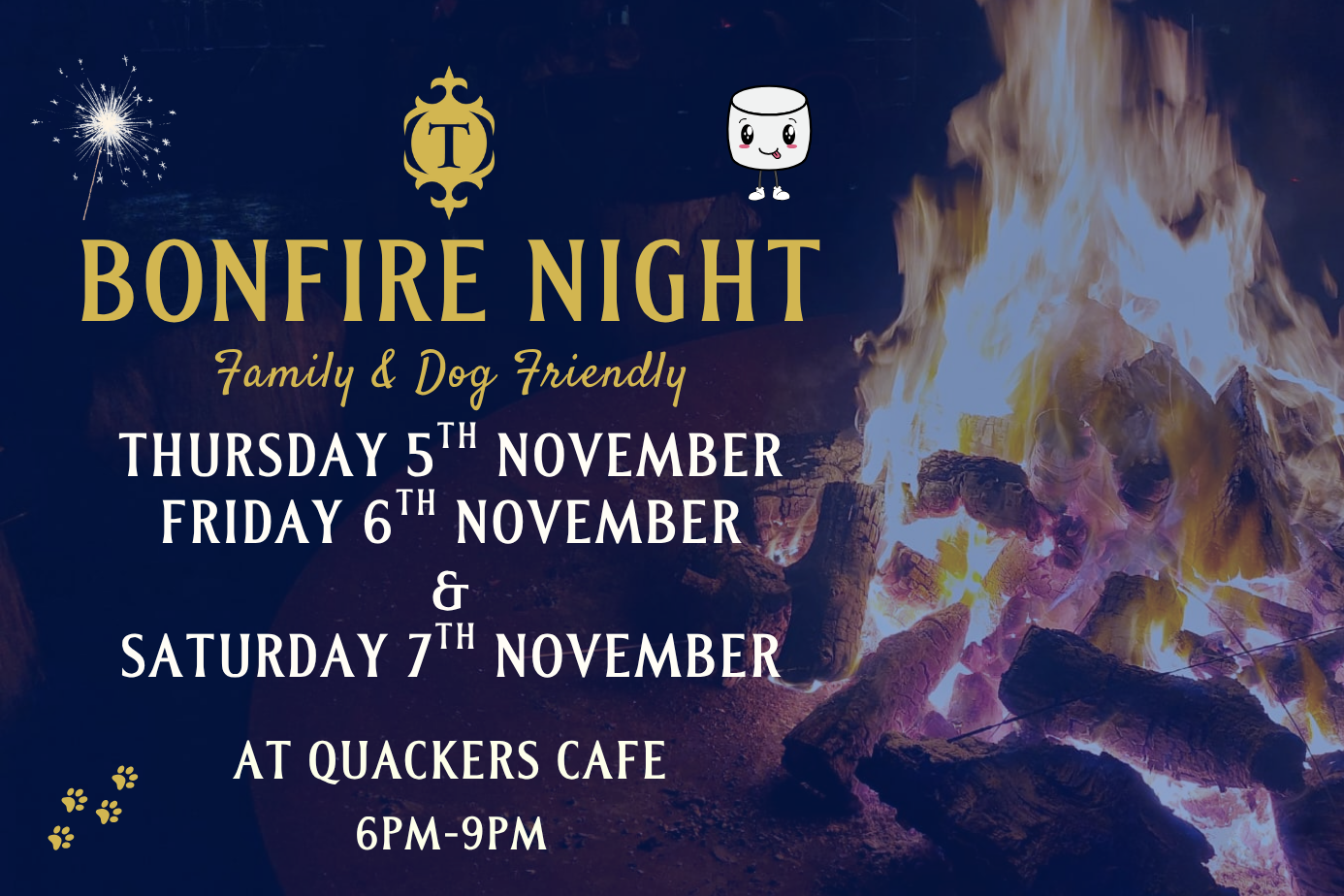 Family &amp; Dog friendly Bonfire night at Quackers cafe