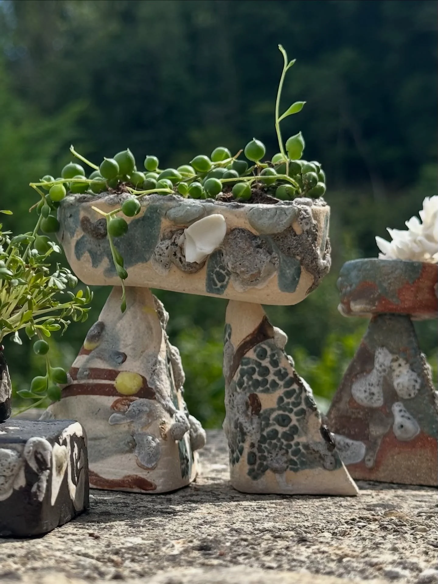Sneak peak of some of my funny little troughery-inspired pieces. Gaia&rsquo;s Cradles showing at @rodmartonmanor as part of @glosguild #craftsaliveatrodmartonmanor2025 and with work from fellow @victoriaworksstudios residents. 

10-14th September. 10