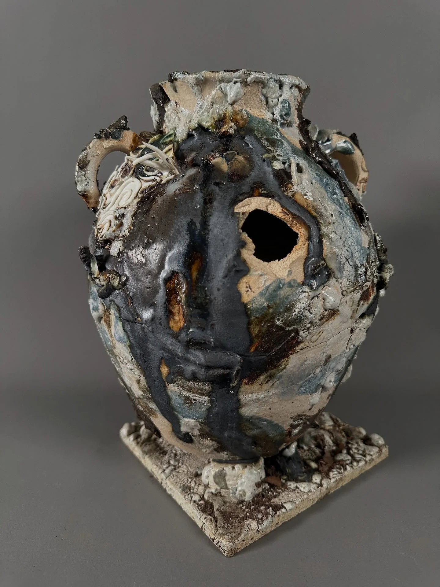#7

H28.5xW21xD19cm

Making ceramics takes something organic and turns it, through the firing process, into something inorganic leaving shards and forms that archaeologists unearth centuries - even millennia later - and use to examine the life of day