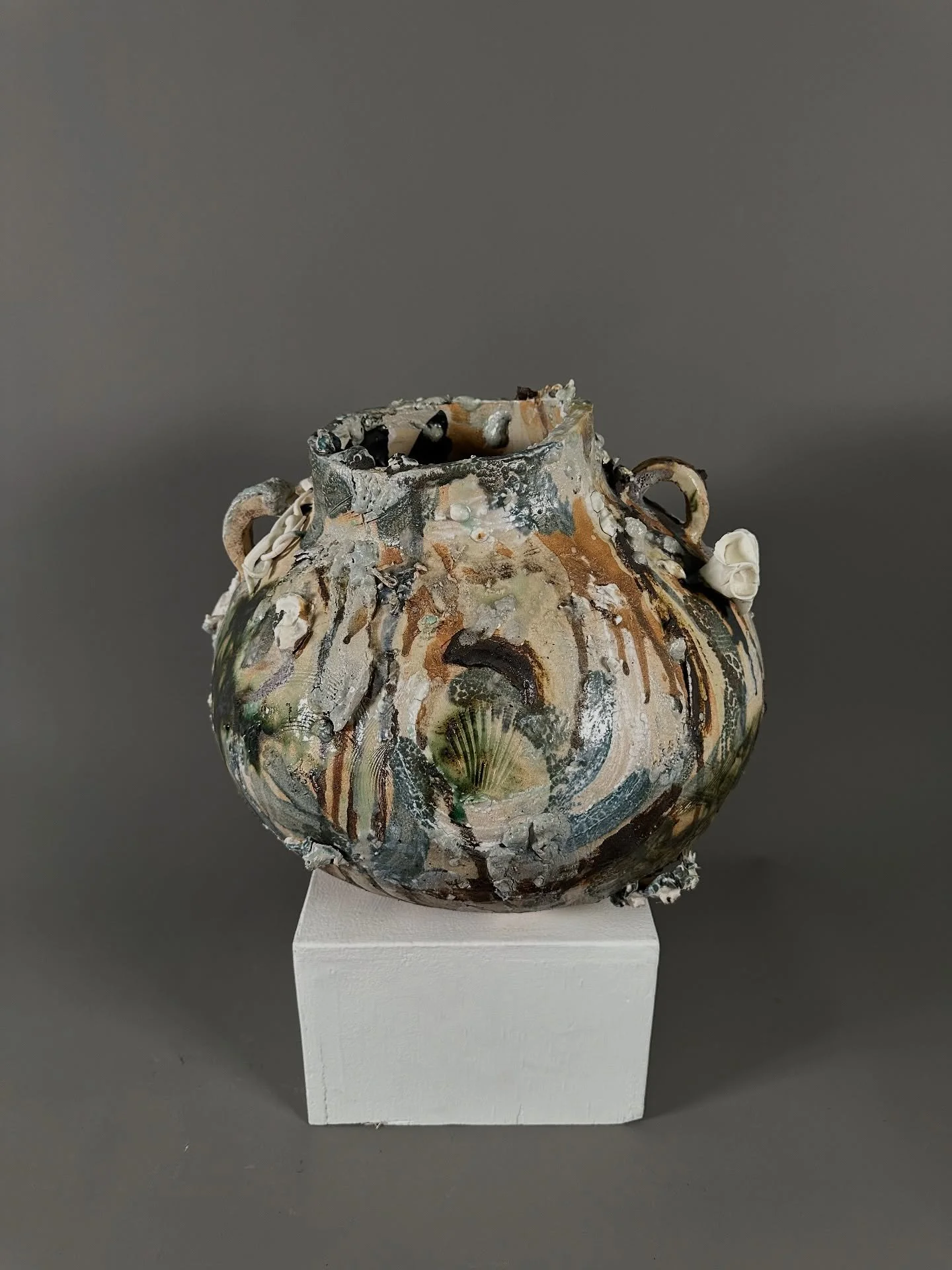 Last up for the moment #9 and one of my favourites. 

It&rsquo;s a biggie (for me) at H32xW31xD31cm excl. plinth

Making ceramics takes something organic and turns it, through the firing process, into something inorganic leaving shards and forms that