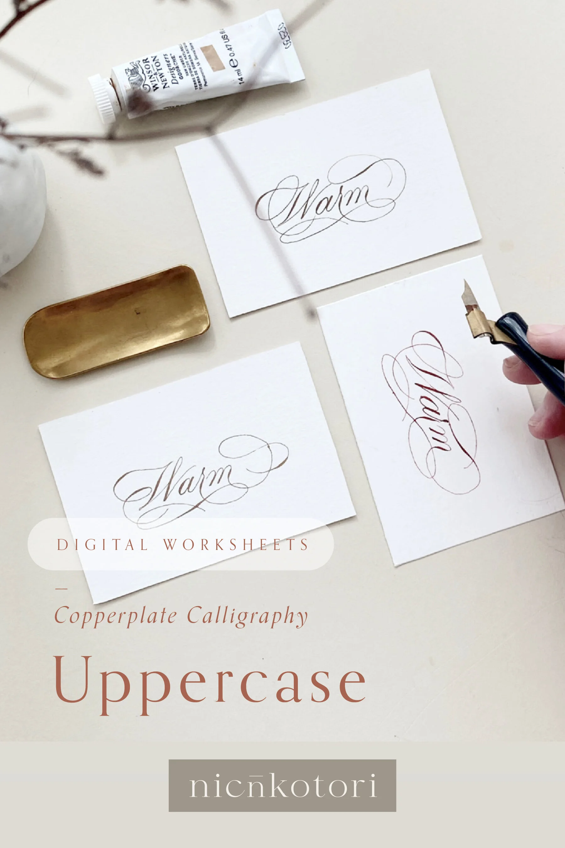 COPPERPLATE CALLIGRAPHY | Uppercase | 85-page Study Guide &amp; Workbook