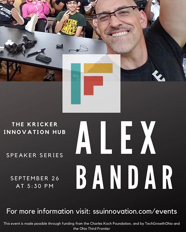In one week Alex Bandar, founder of the Idea Foundry, one of the largest and most active makerspaces in the world, will be at the Hub.
Join us next Thursday, Sept. 26th, at 5:30 pm to hear Alex discuss his entrepreneurial journey, makerspaces, and innovation districts.