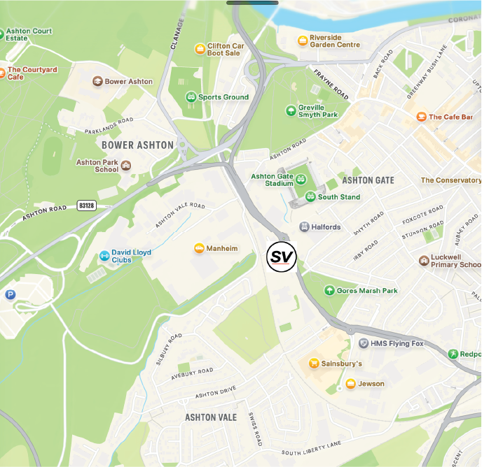 A map of Trust Ford Bristol  as an SV Sport van partner