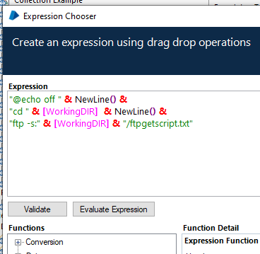 Expression Chooser - dynamically created cmd script file