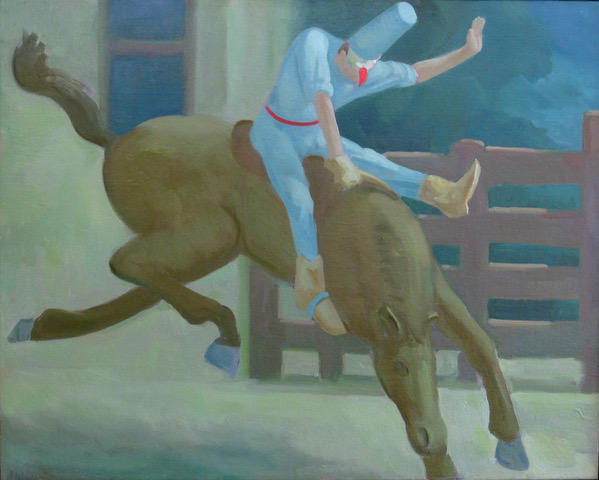 Bucking Bronco (oil on canvas) 24 x 32