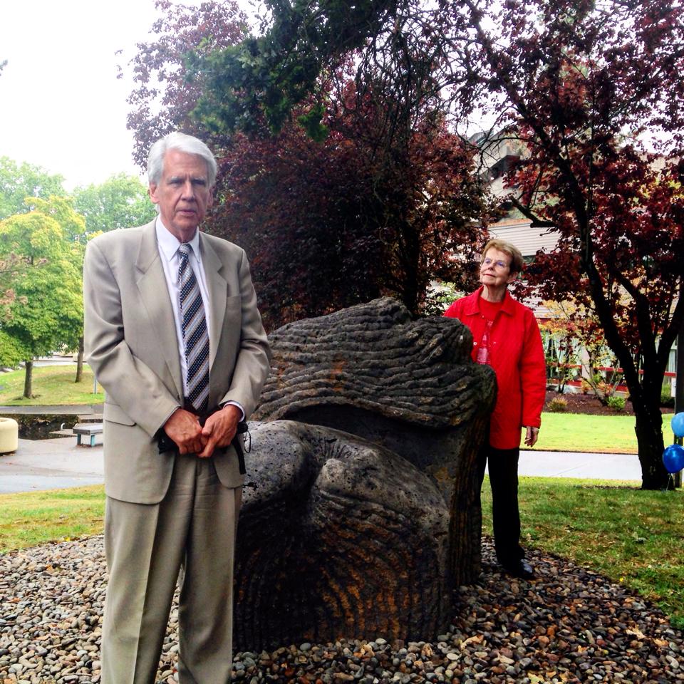 Leroy Stziol speaks at install as donor Armande Ritter looks on Photo DArcy.jpg