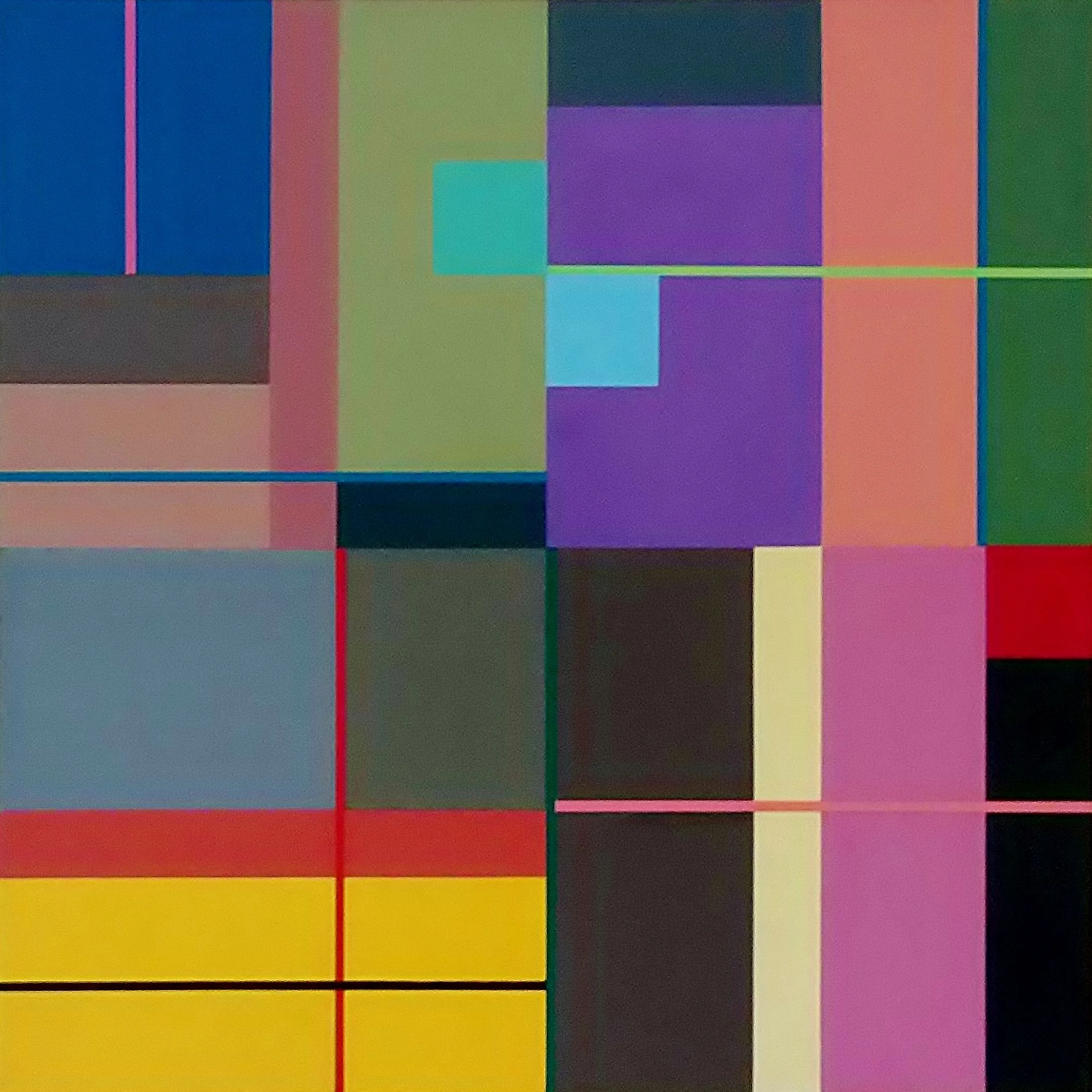 CONCRETE COMPOSITION 9, 2017, 20 X 20 X 1.5 INCHES, ACRYLIC ON CANVAS, $700