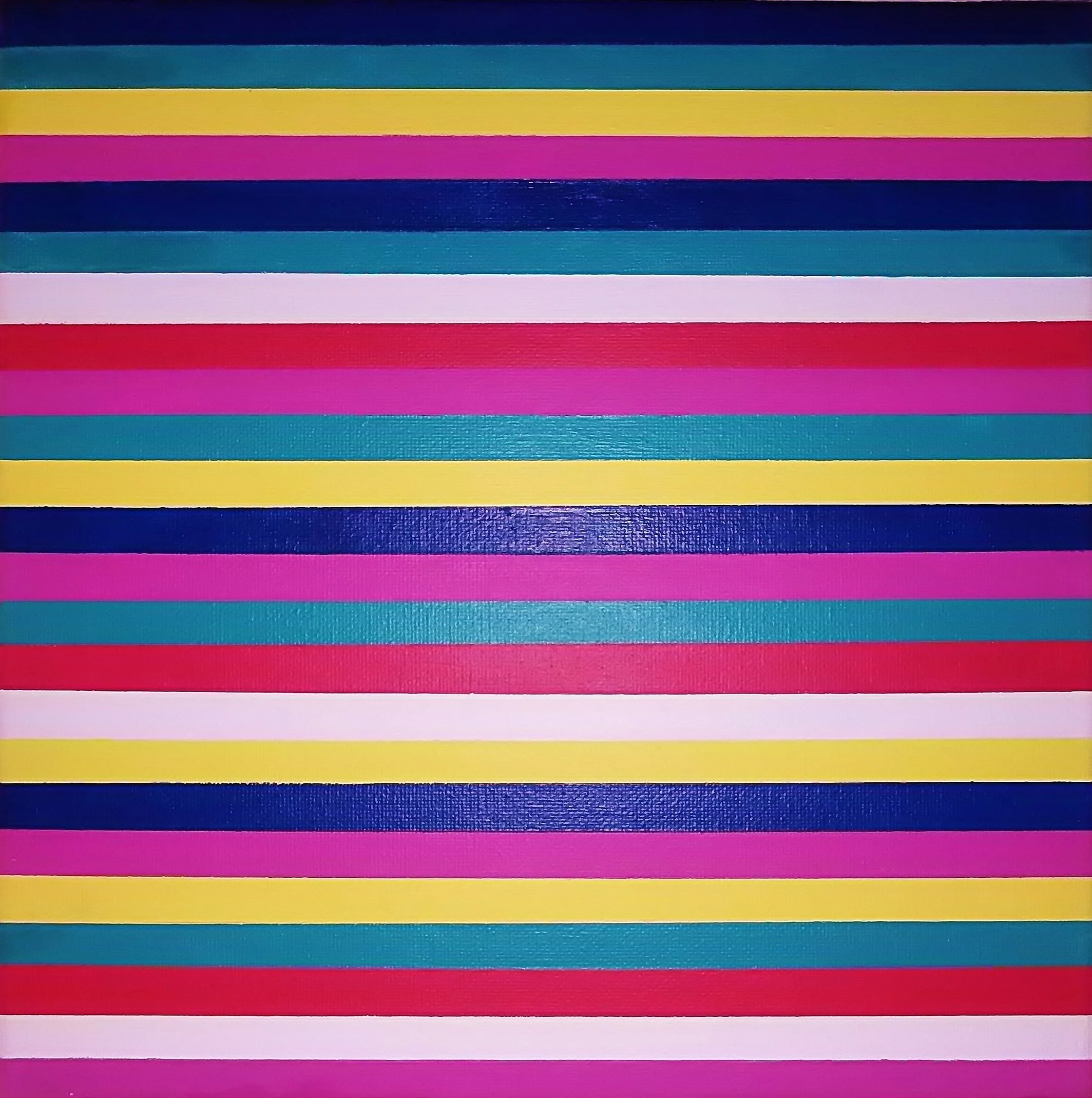STRIPES NUMBER ONE, 2015, 12 X 12 X 0.8 INCHES, ACRYLIC ON CANVAS, IN THE COLLECTION OF SEAN CHRISTOPHER WARD, WICHITA, KS
