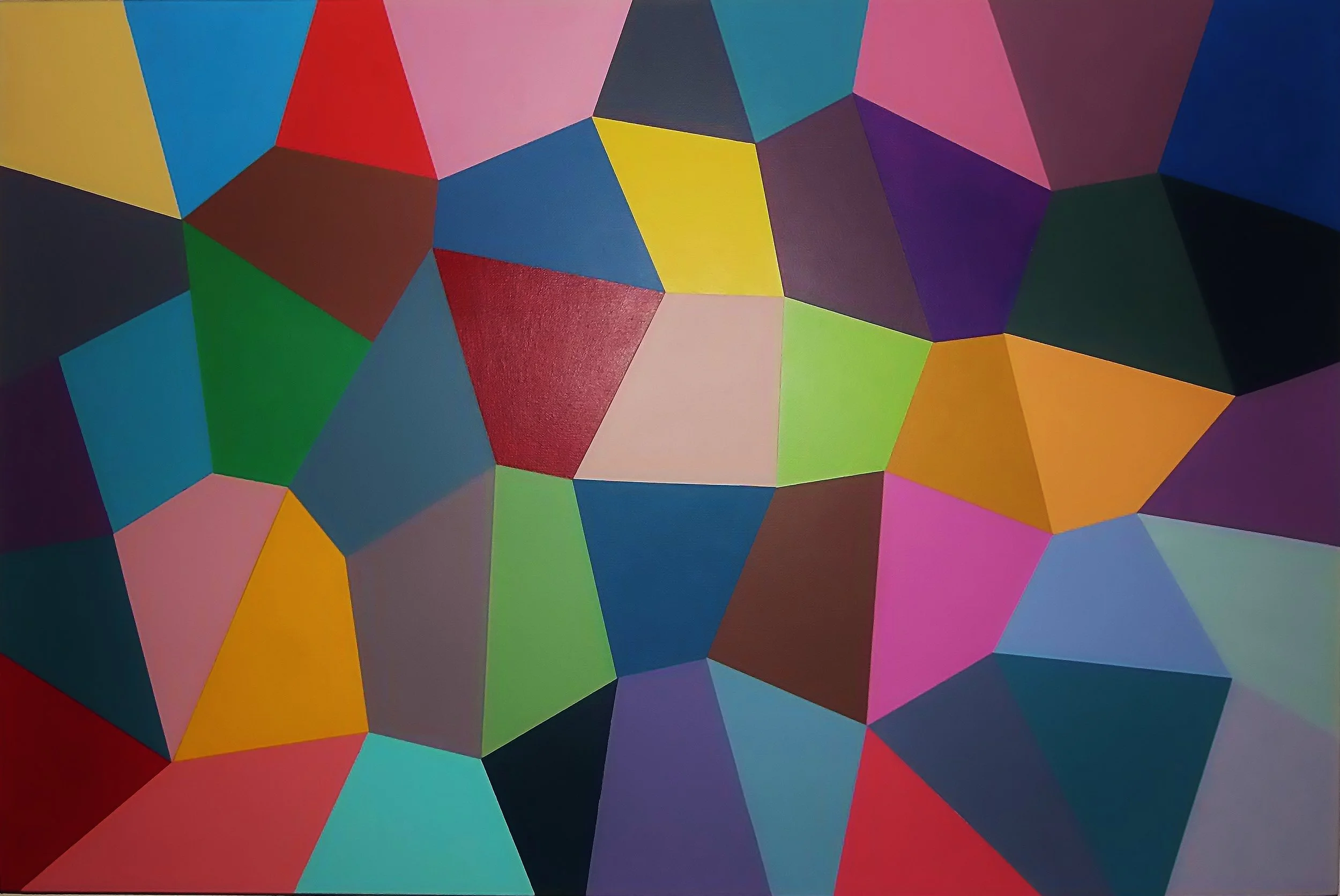 FOLDING COLORS, 2016, 24 X 36 X 0.8 INCHES, ACRYLIC ON CANVAS, IN THE COLLECTION OF ROB TAULER, LOS ANGELES, CA
