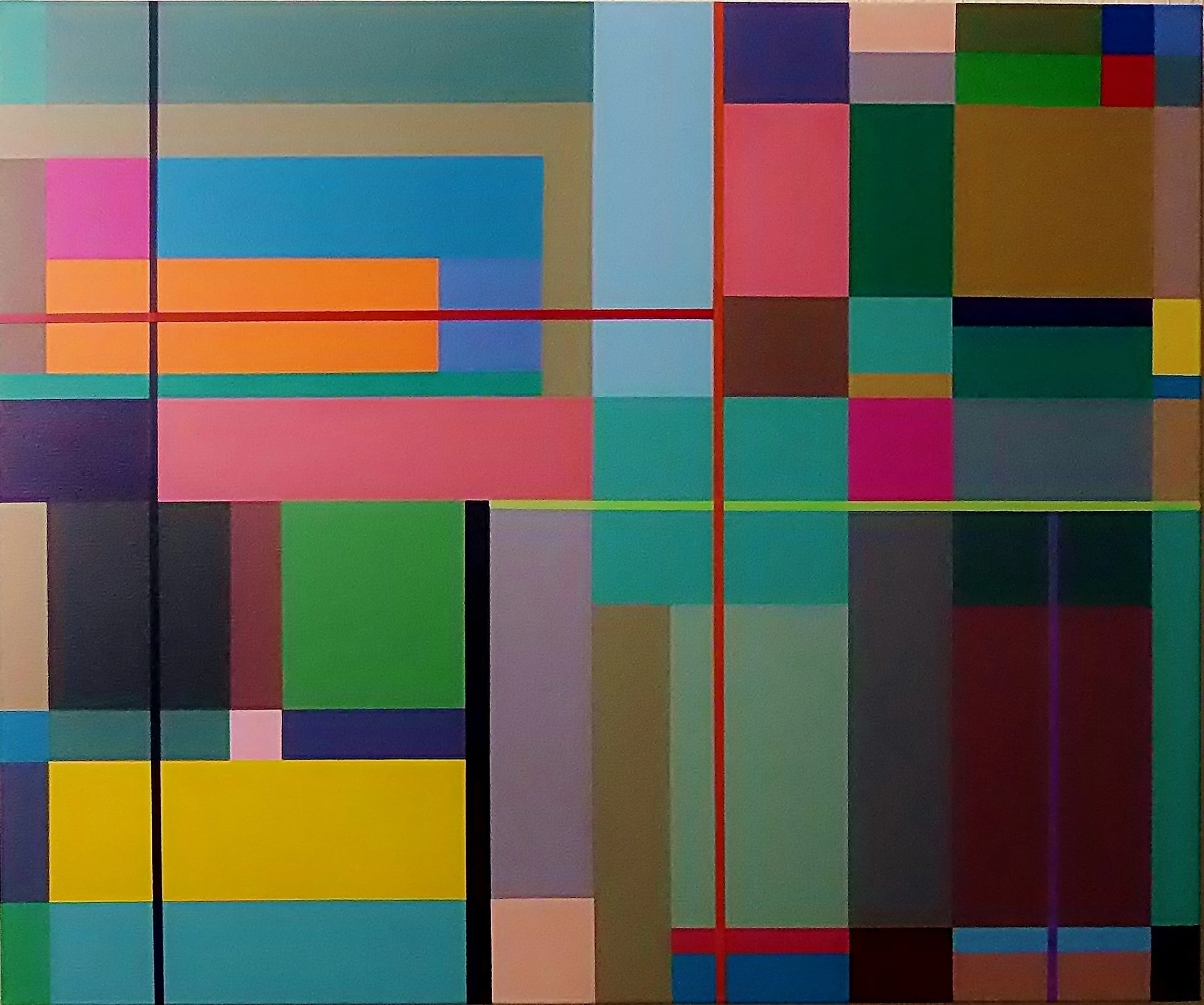 Concrete Composition 13, 2019, 20"H x 24"W x 1.5"D, Acrylic paint on canvas, In the collection of Danny Smith and Denise Frasier, Douglasville, GA