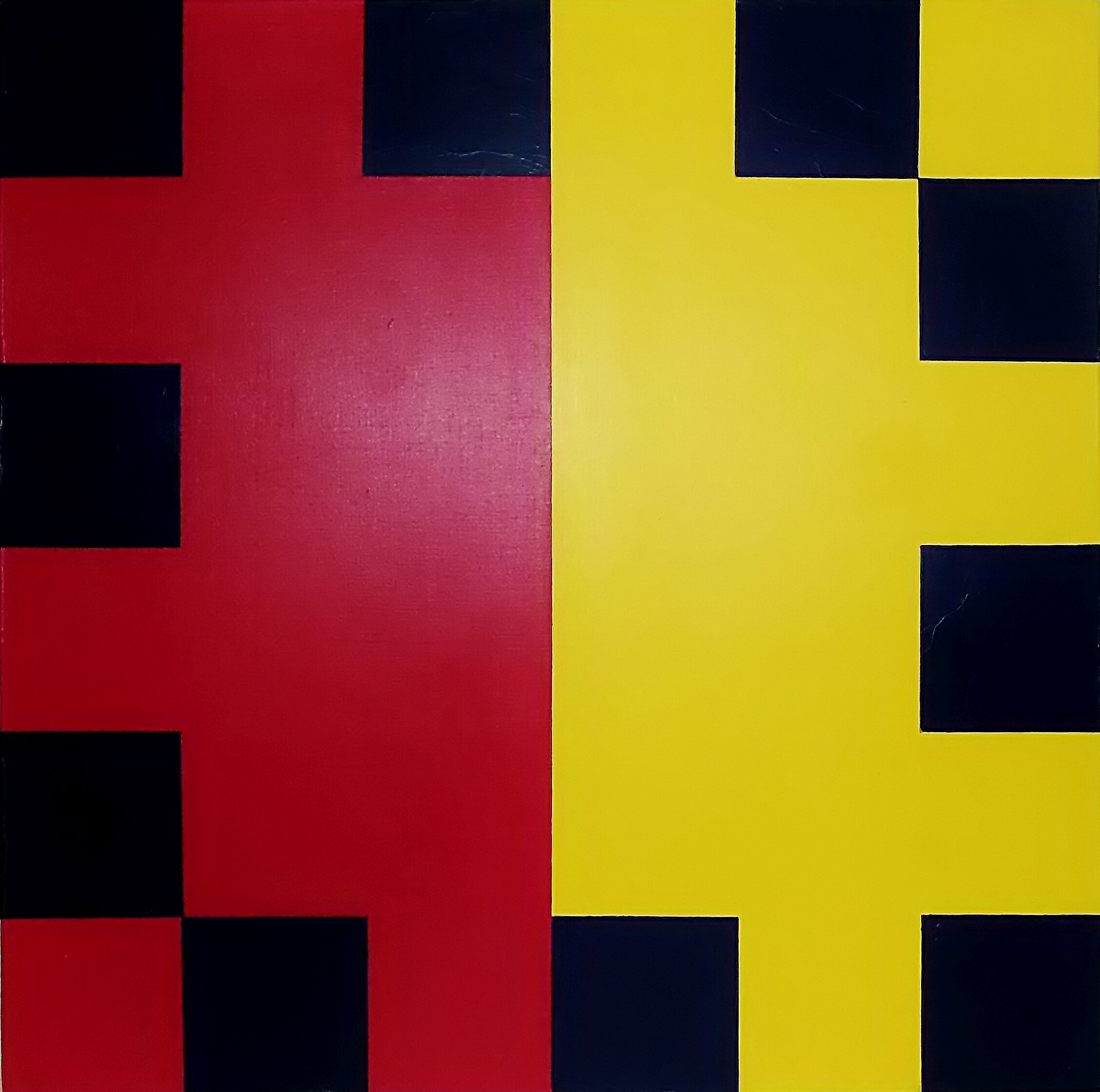 Who"s Afraid of Red, Yellow and Blue II (for Barnett Newman) 2019, 12" x 12" x 1.5", Acrylic on cradled wood panel