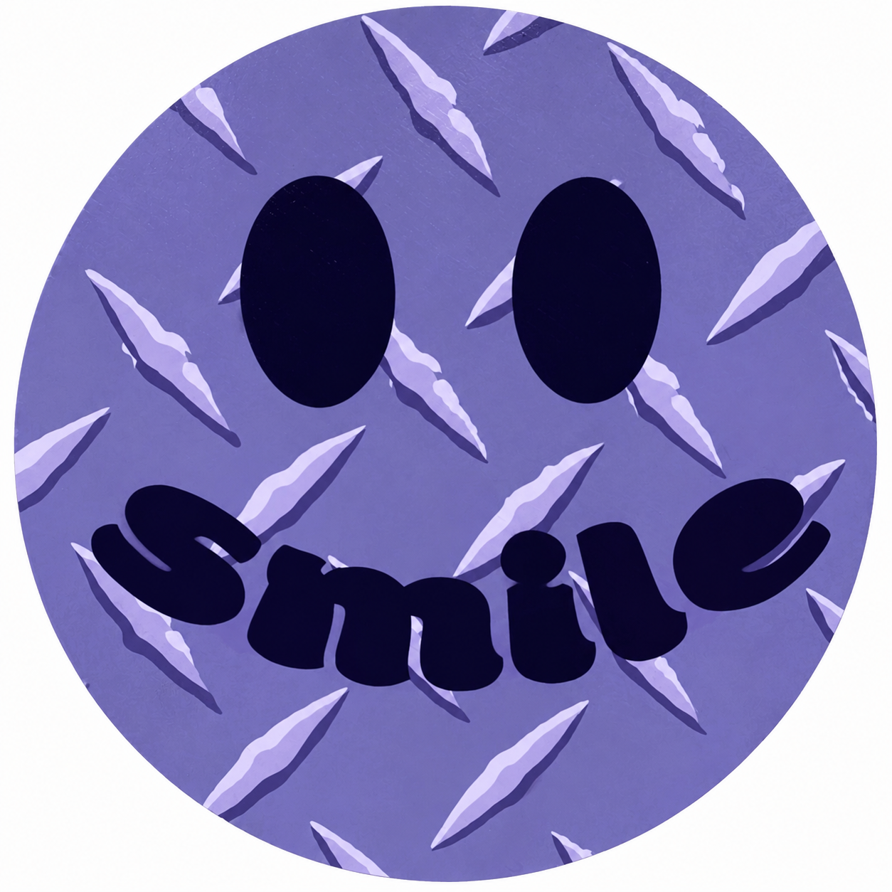Purple Smile mixed media artwork by Gary Rosen — spray paint on 16 inch round wood panel with glossy varnish finish