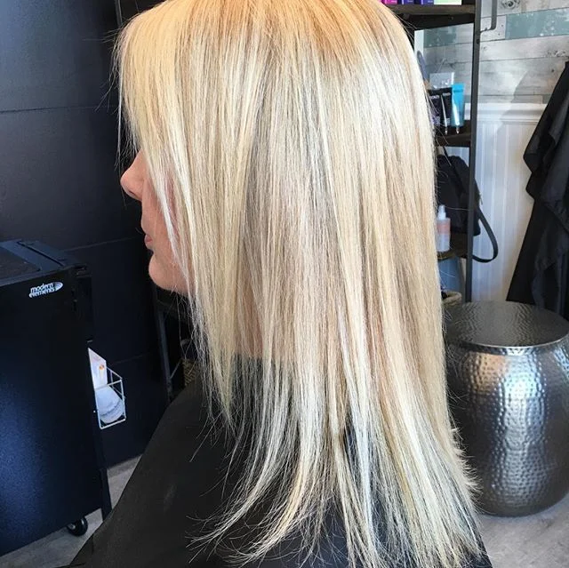 Here&rsquo;s a before and after of tape in hair extensions... we added a little length and fullness:) #houseofhairwc#tapeinextensions