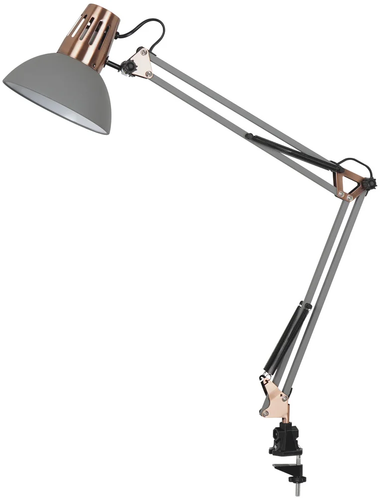 Aria pöytä-/seinävalaisin harmaa Voidaan kiinnittää kiristettävällä klipsillä pöytään tai seinäkiinnikkeeseen. Runko metallia. Johto 1,8 m. 44,90 €