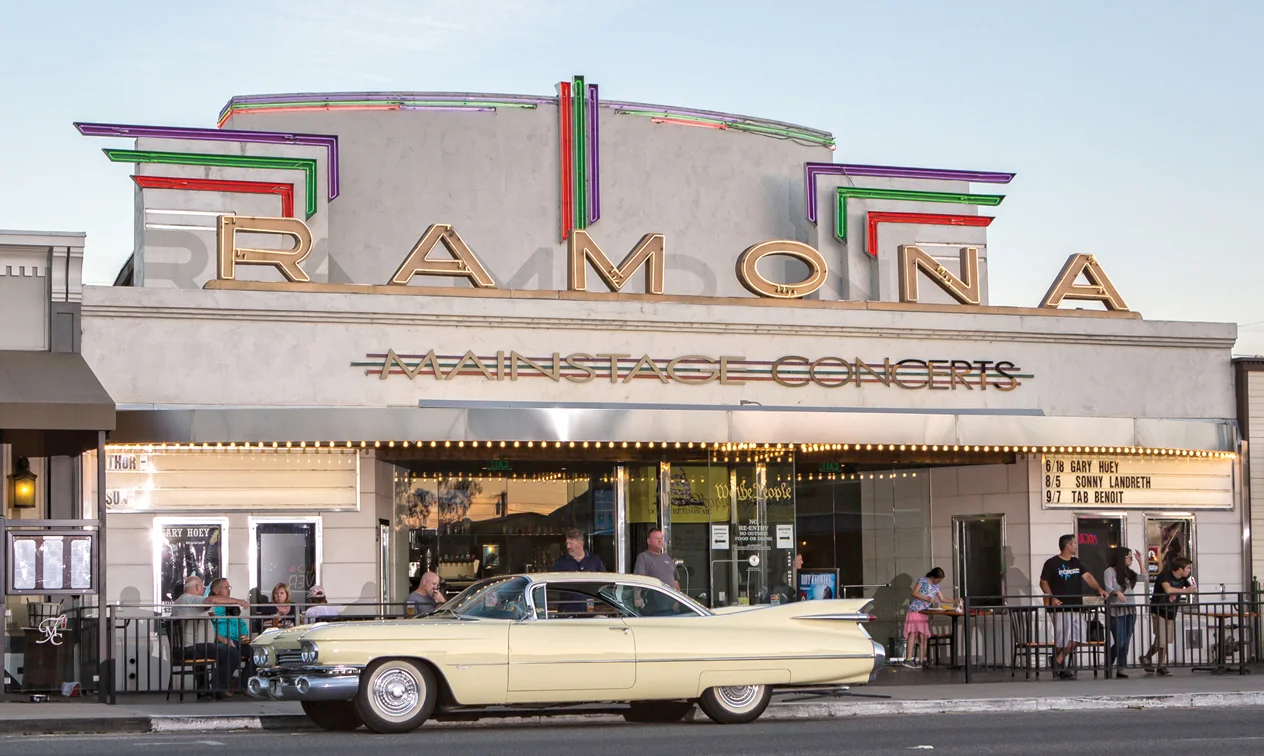 Today, Ramona Mainstage is a favorite of local photographers, providing a backdrop for events such as Ramona American Graffiti Cruises on Thursday nights through the summer. Photo by Barry Claessens, BC Photography