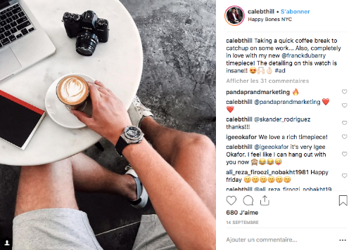 Follow @calebthill “Taking a quick coffee break to catchup on some work... Also, completely in love with my new @franckdubarry timepiece! The detailing on this watch is insane!!”