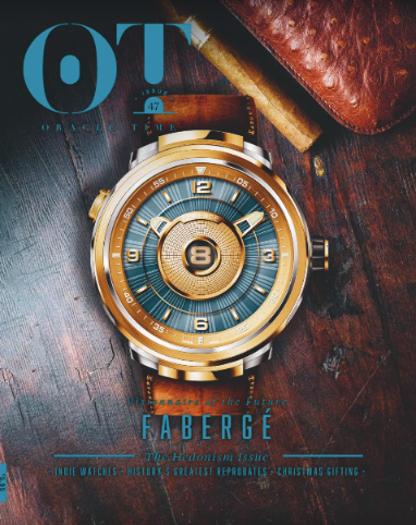 OT Magazine This issue OT Magazine delves into the worlds of Franck Dubarry, Tockr and Avantist November, 2019 “Just one glance at a Franck Dubarry timepiece speaks volumes; you won’t have seen anything quite like them outside the crazed daydreams of a hyperactive designer longing to be let loose.” Read More