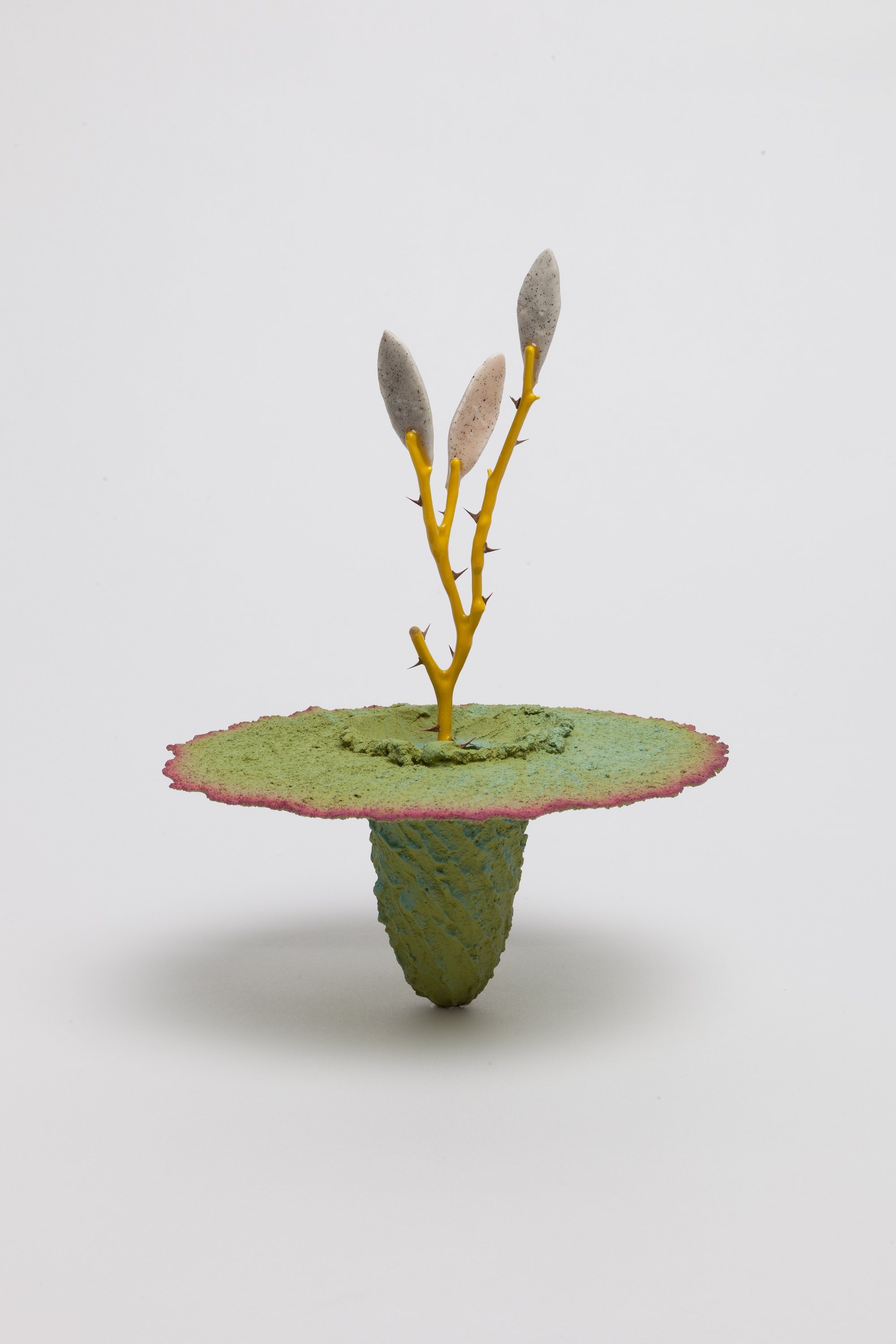   Obelisk (Doline) , 2024. cremated leaves, rare earth elements, ceramic, twig, resin, steel, acrylic, mahogany, maple, glass. 