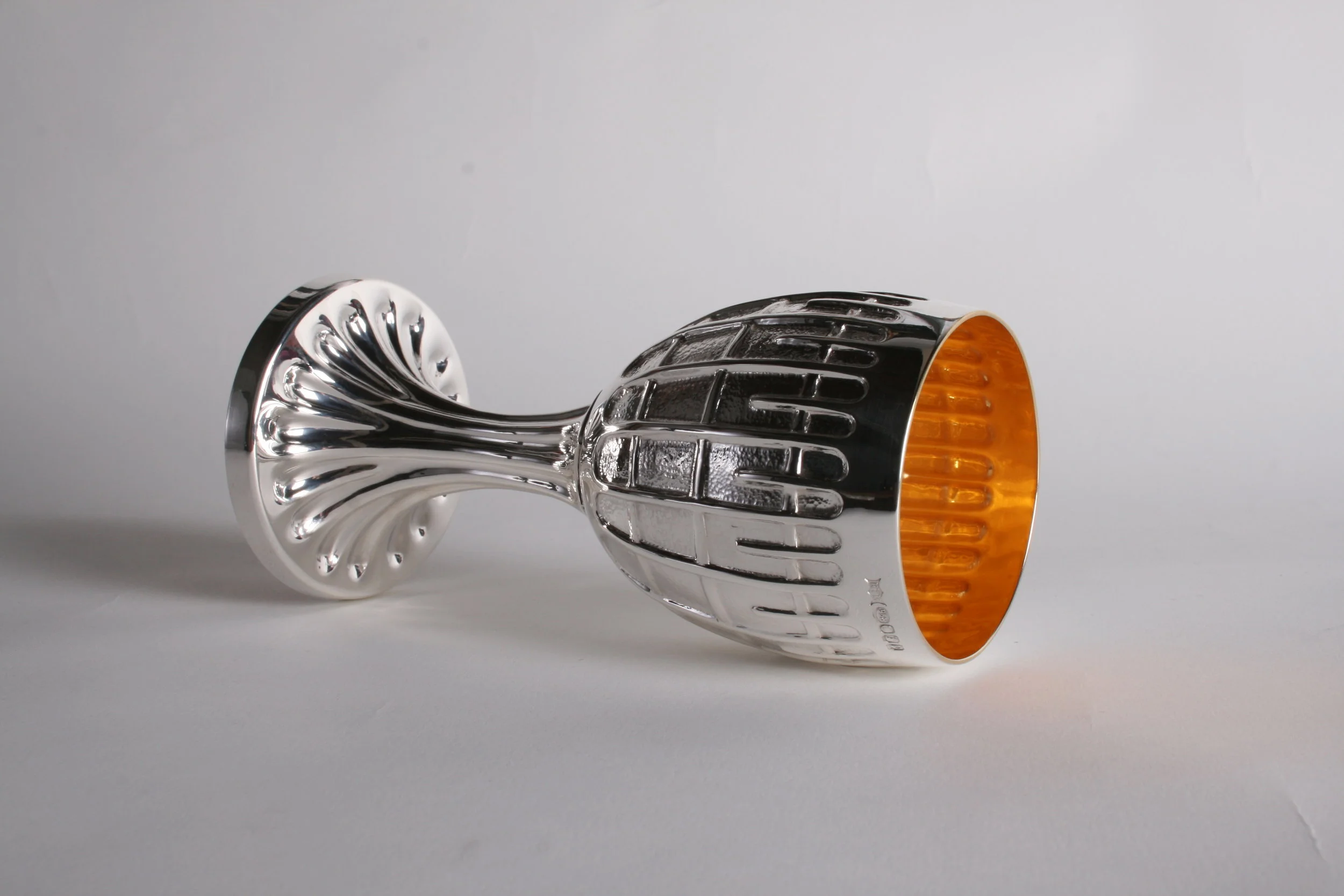  Diatom goblet, hand chased in Britannia silver. 150 mm in height 