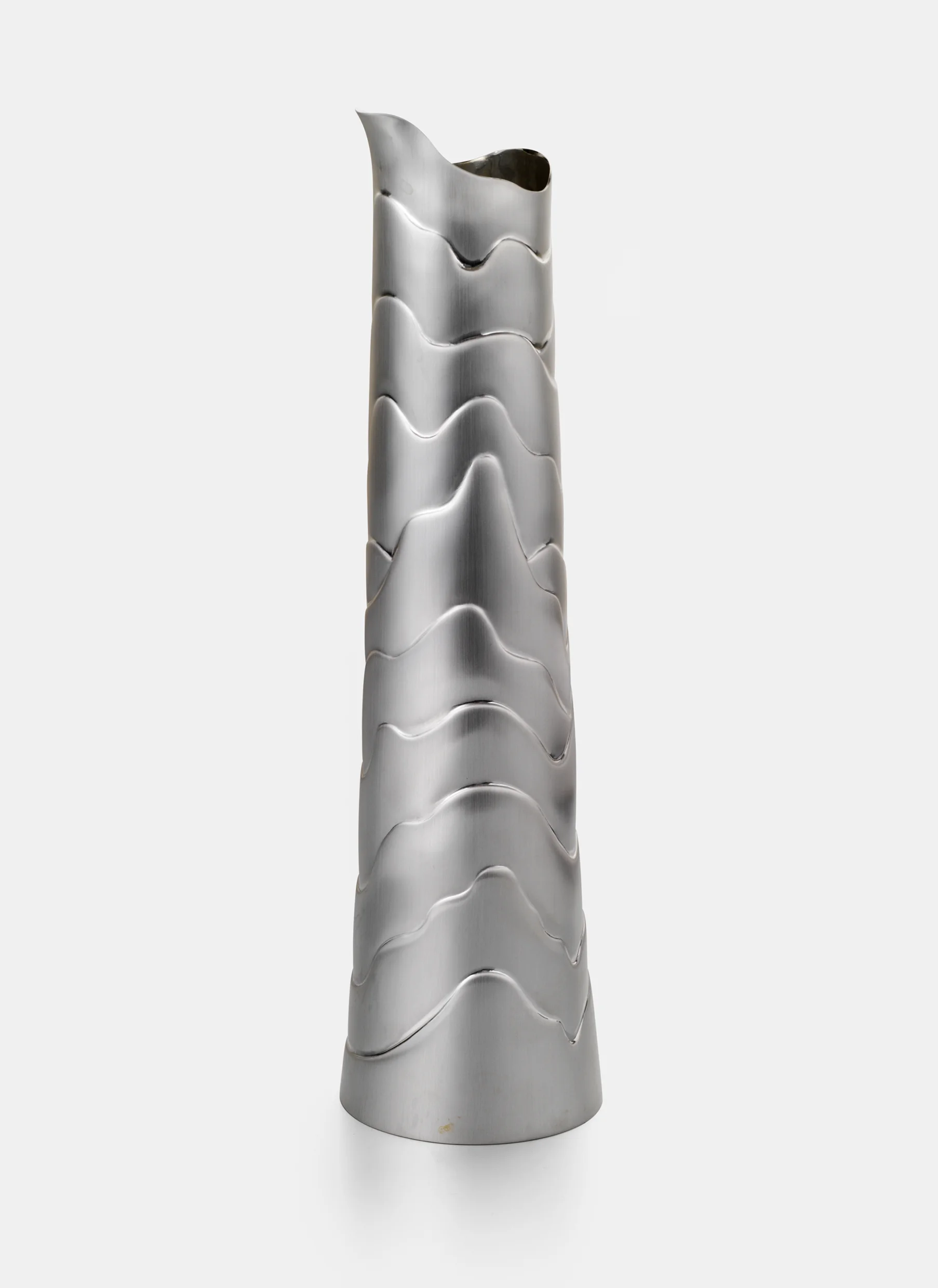 Amur leopard follicle jug, TIG welded and chased Britannia silver. 320mm in height.