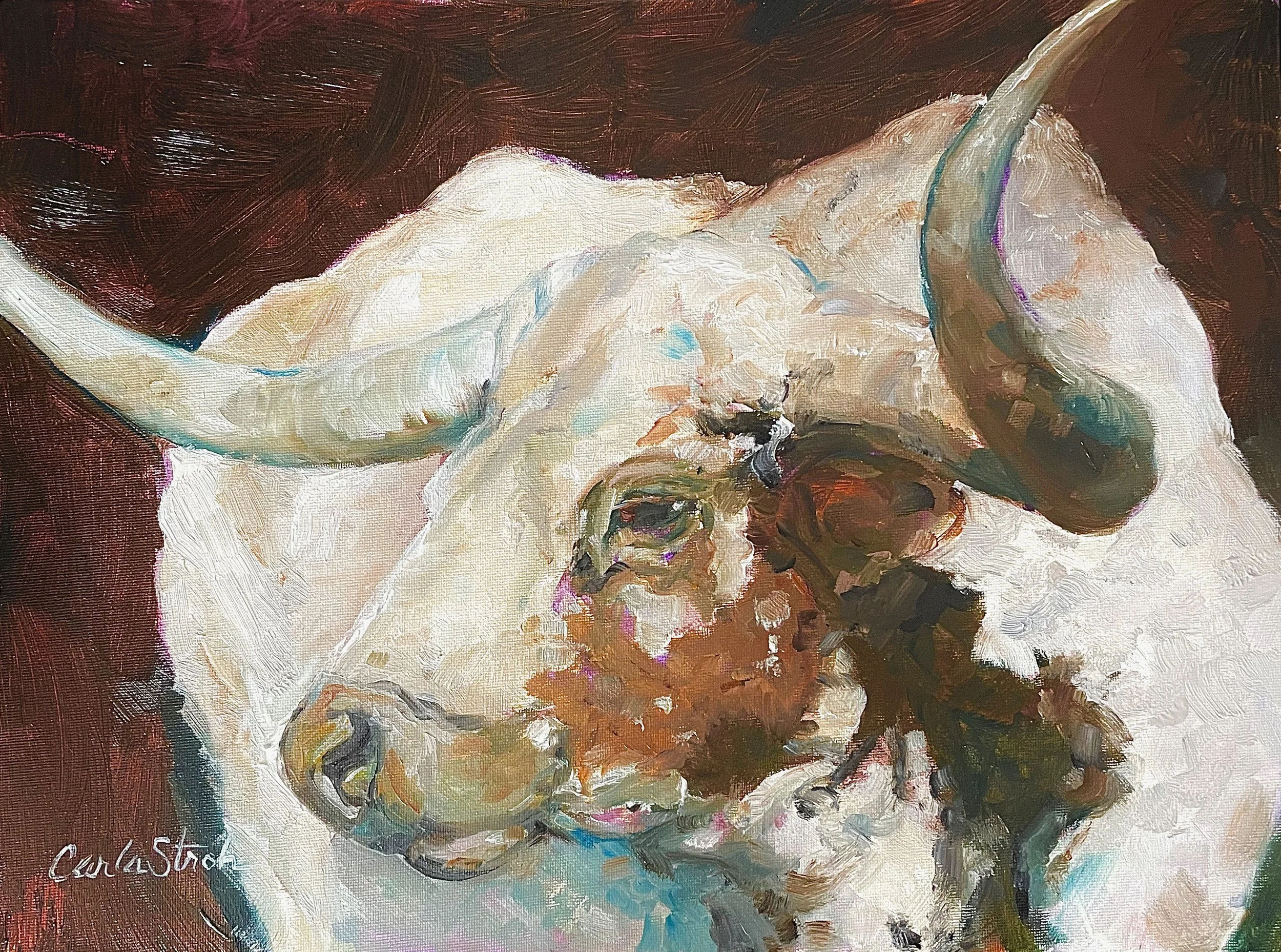 Longhorn Named Goose  12x16  $900