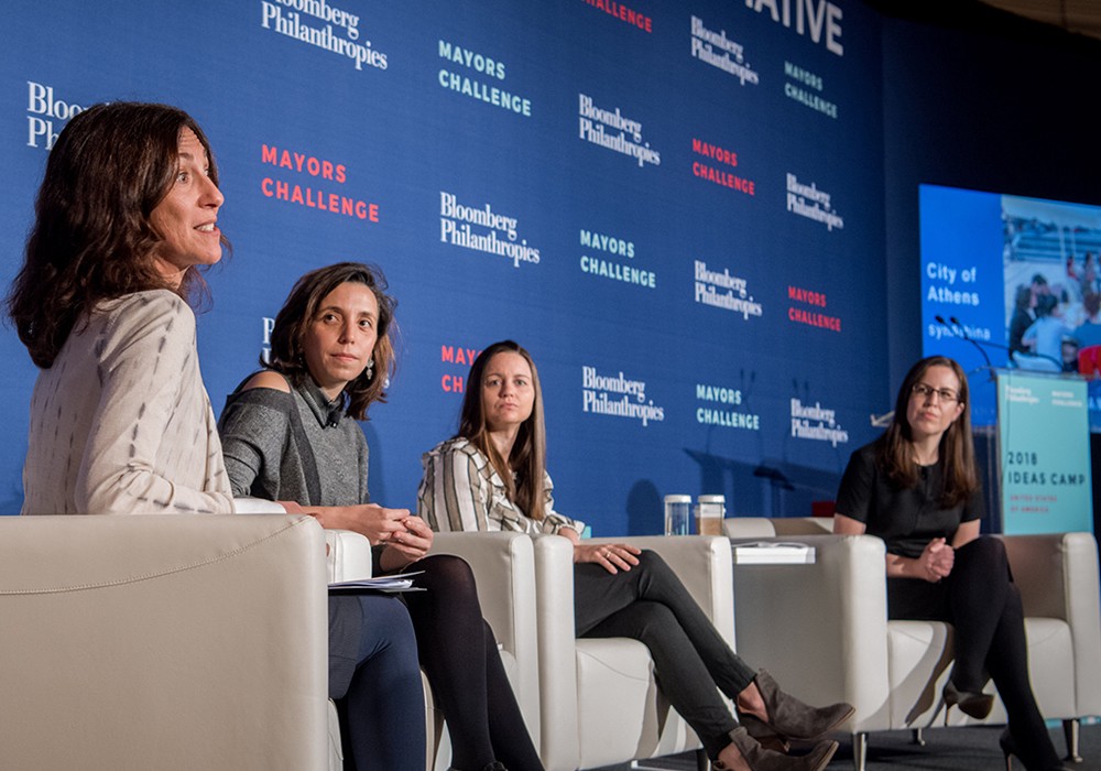 Carolina Avila Morales (second from left), from the City of Bogotá, during a panel discussion at the Ideas Camp organized by Bloomberg Philanthropies in March 2018.
